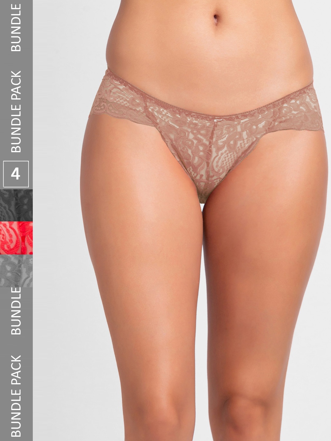 FashionRack Women Pack Of 4 Assorted Seamless Hipster Briefs