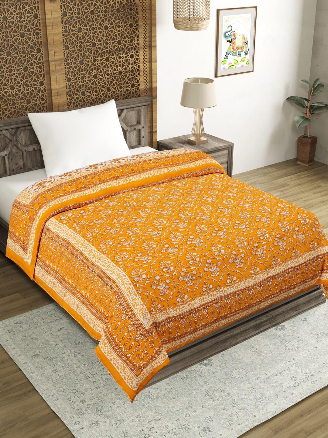 BLOCKS OF INDIA Yellow & White Floral 350 GSM Reversible Pure Cotton Single Bed Quilt
BLOCKS OF INDIA Yellow & White Floral 350 GSM Reversible Pure Cotton Single Bed Quilt