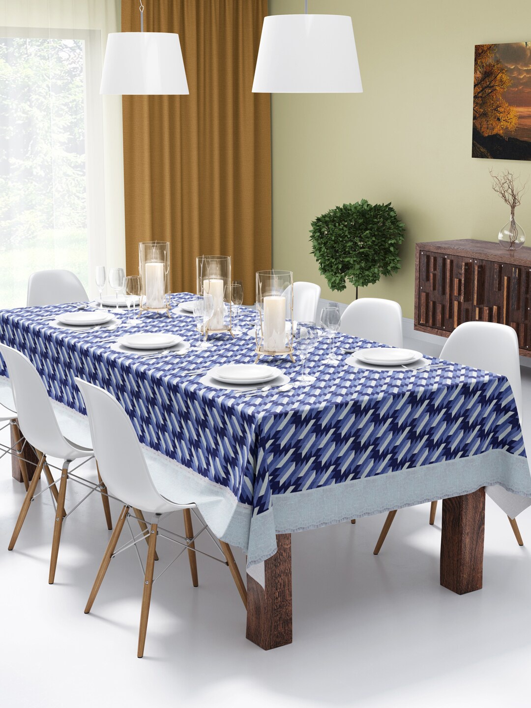 BIANCA La-Italia Blue & Ivory-White Geometric Printed Rectangular 6-Seater Table Cover
BIANCA La-Italia Blue & Ivory-White Geometric Printed Rectangular 6-Seater Table Cover