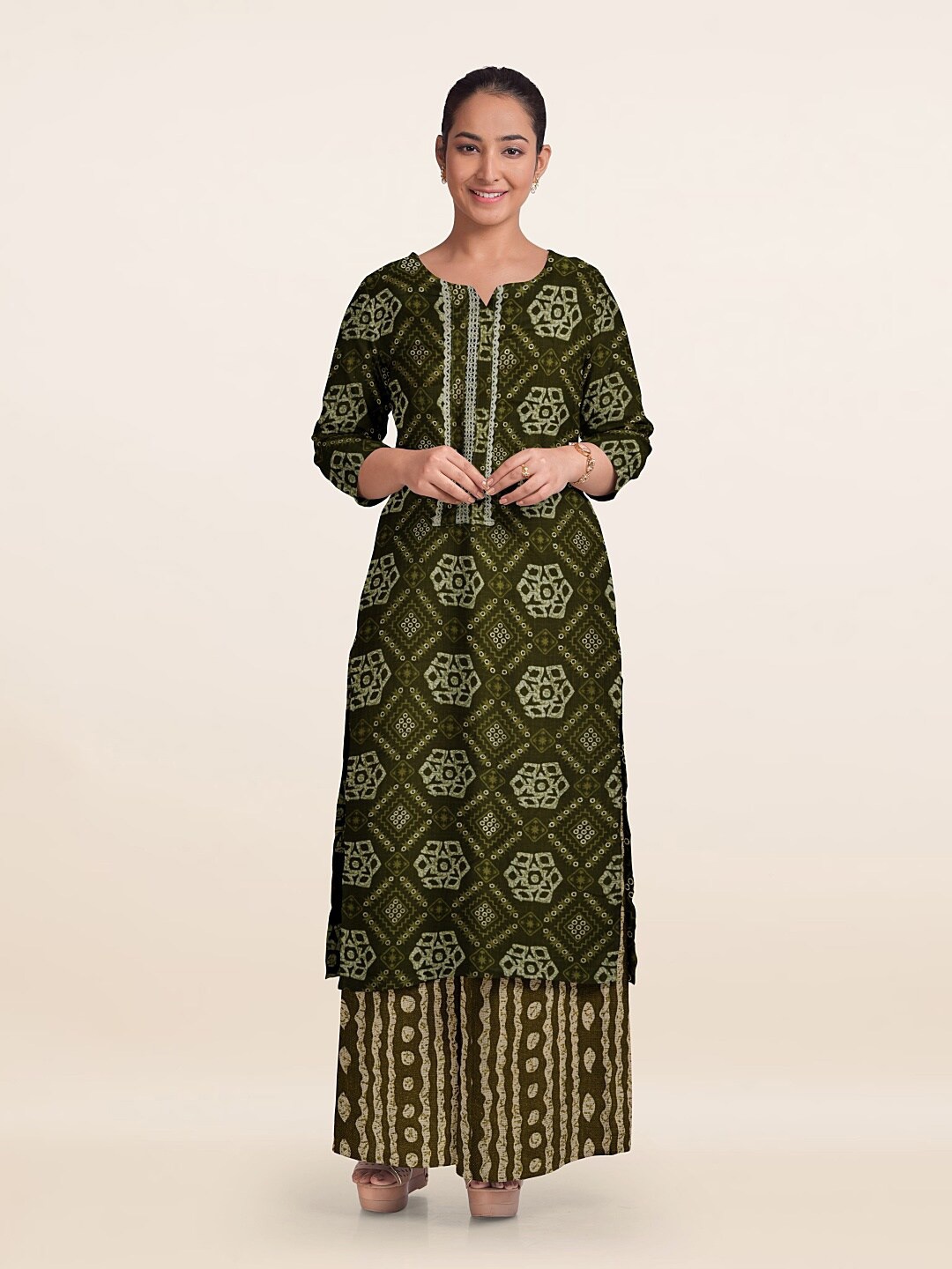 Pothys Unstitched Dress Material, Green