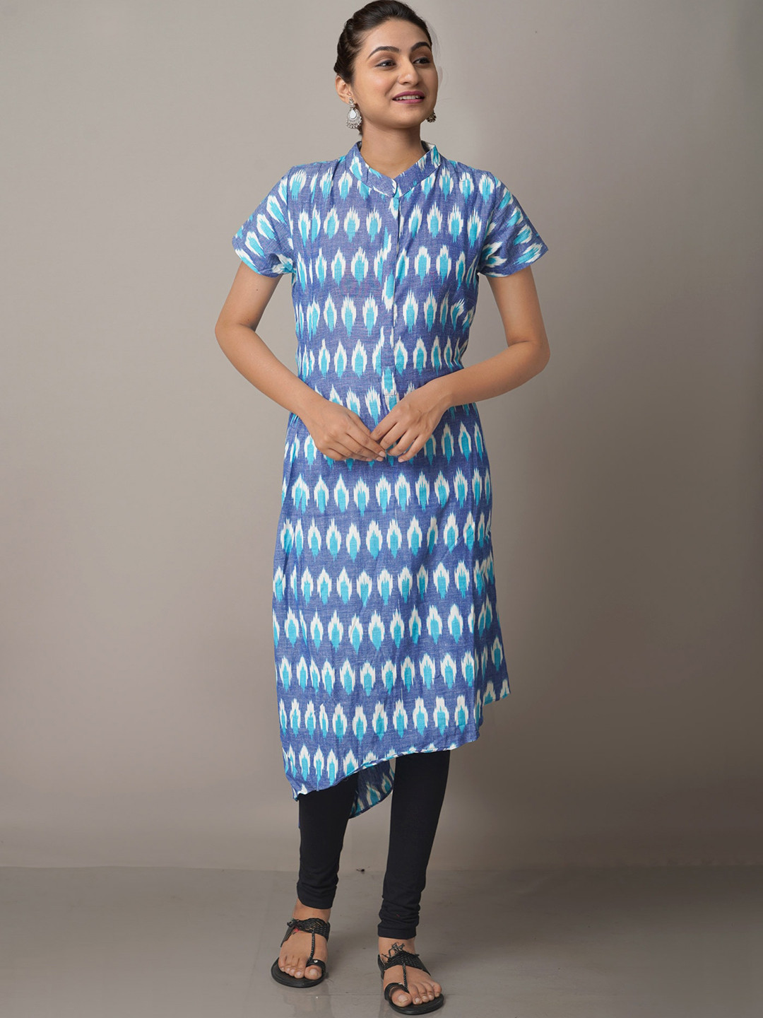 Unnati Silks Women Printed Handloom Cotton Kurta, Blue 
Unnati Silks Women Printed Handloom Cotton Kurta, Blue