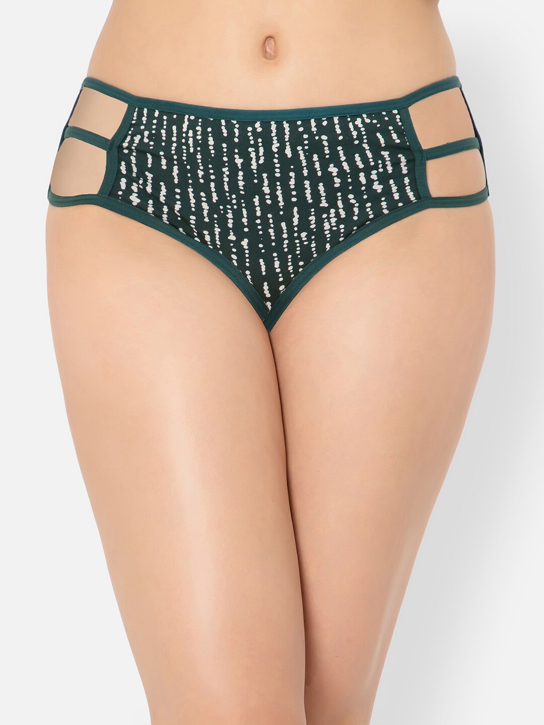 Clovia Women Cotton Mid-Waist Printed Hipster Briefs with Cage Sides PN3236A17S, Green
Clovia Women Cotton Mid-Waist Printed Hipster Briefs with Cage Sides PN3236A17S, Green