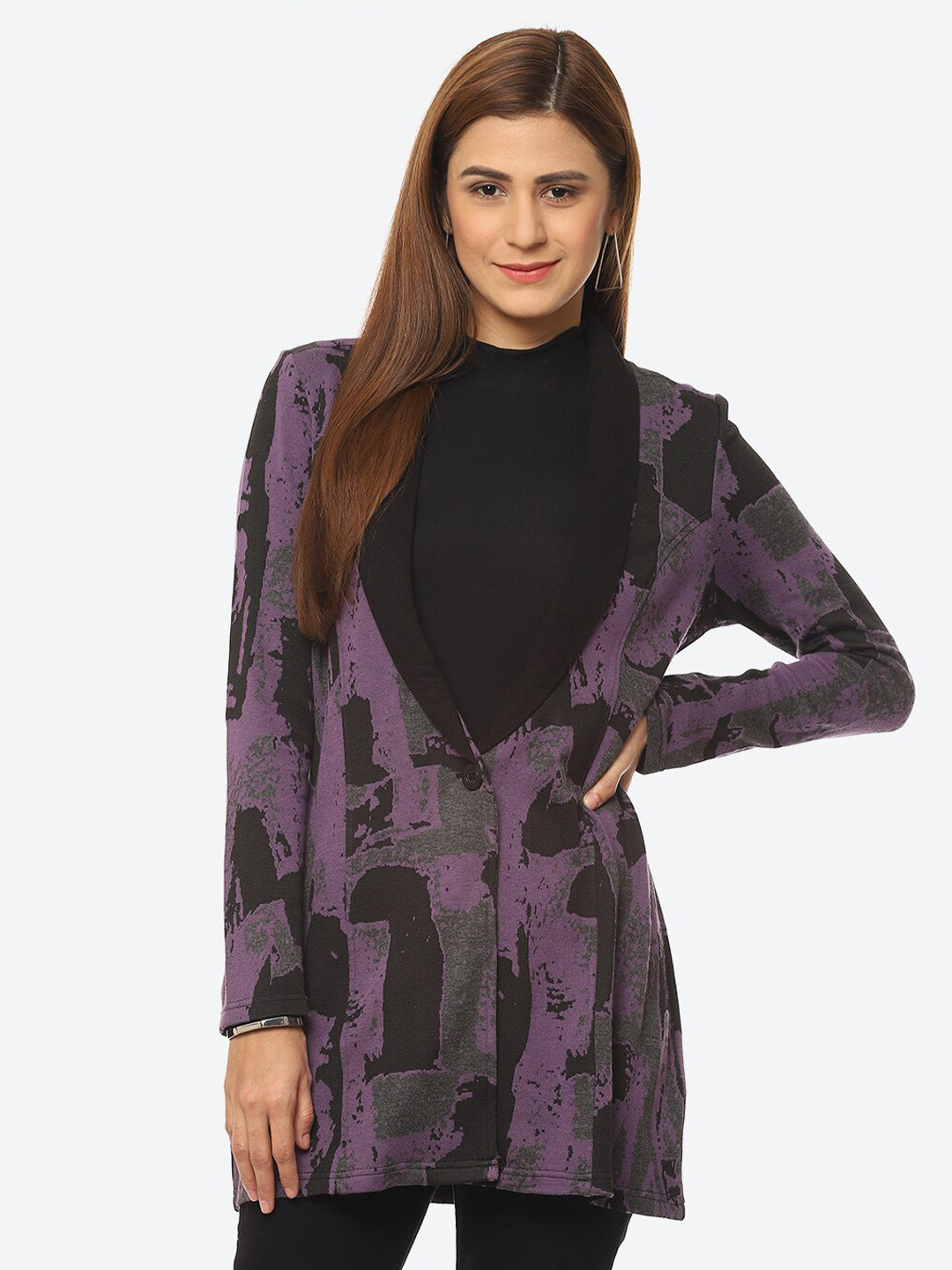 Kurti's by Menka Abstract Print Top, Purple 
Kurti's by Menka Abstract Print Top, Purple