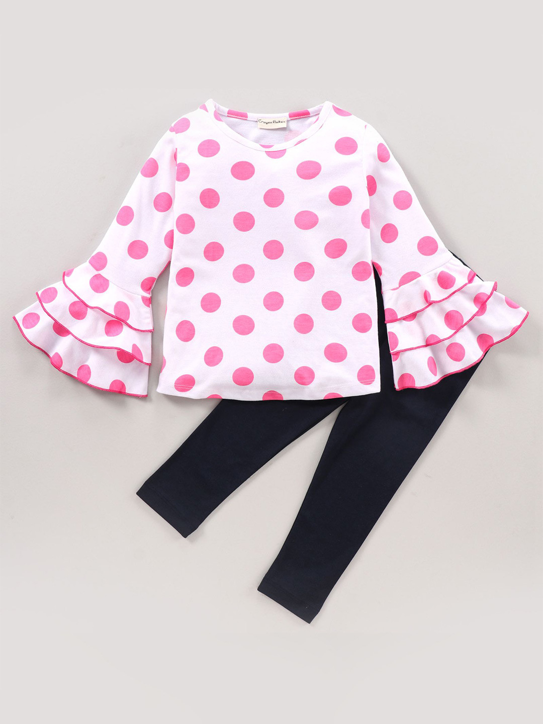 CrayonFlakes Girls Printed Pure Cotton Top with Leggings, Off white 
CrayonFlakes Girls Printed Pure Cotton Top with Leggings, Off white