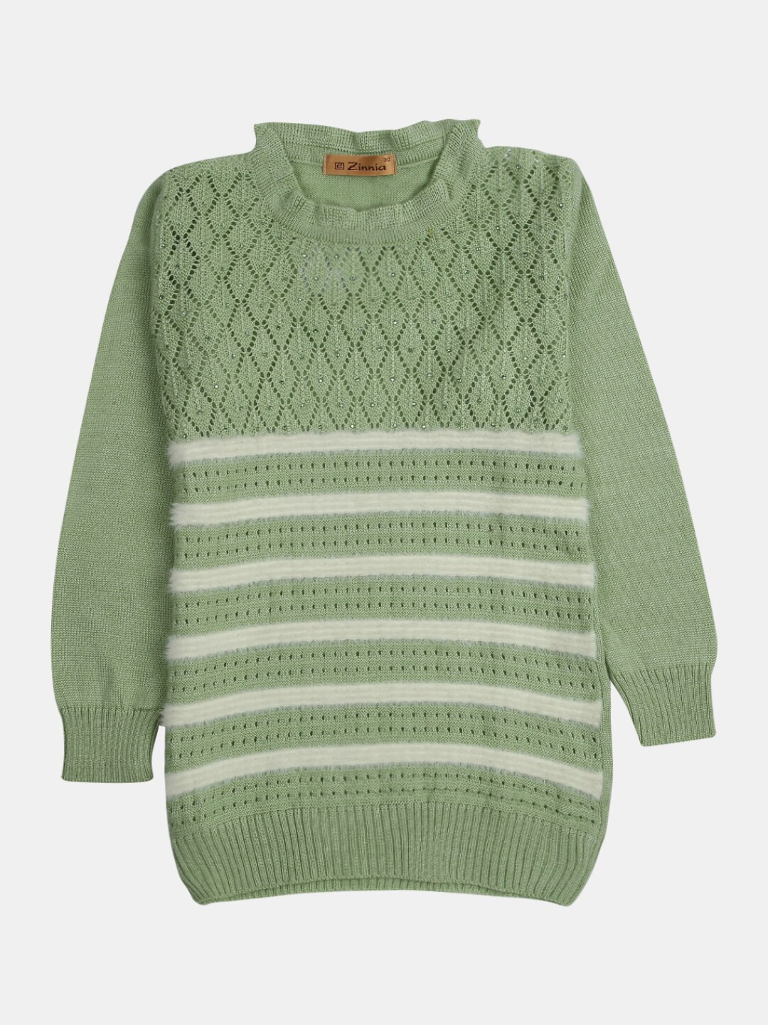 V-Mart Boys Fleece Striped Sweatshirt, Green