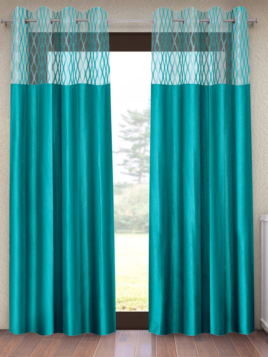 Home Sizzler Premium Diamond Turquoise Blue Set of 2 Geometric Sheer Long Door Curtain
Home Sizzler Premium Diamond Turquoise Blue Set of 2 Geometric Sheer Long Door Curtain