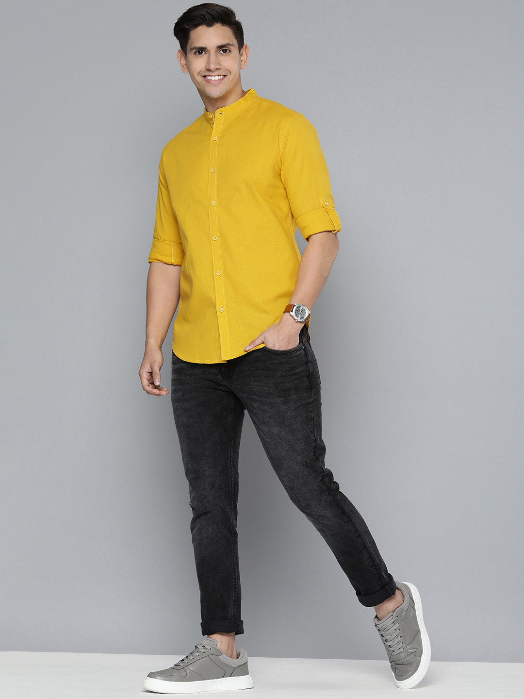 HERE&NOW Men Mustard Slim Fit Casual Shirt 
HERE&NOW Men Mustard Slim Fit Casual Shirt