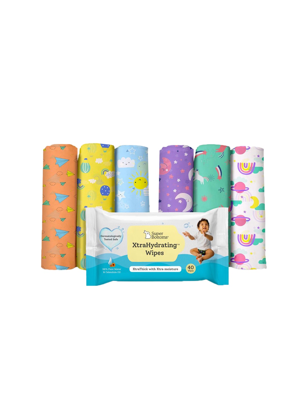 SuperBottoms Infants Set Of 6 Fly High+Gleamy Dreamy Pure Cotton Swaddle & Wipes, Yellow
SuperBottoms Infants Set Of 6 Fly High+Gleamy Dreamy Pure Cotton Swaddle & Wipes, Yellow