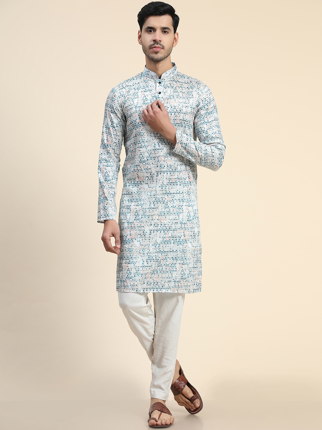 Ekta Textiles Men Dyed Kurta with Pyjamas, Blue