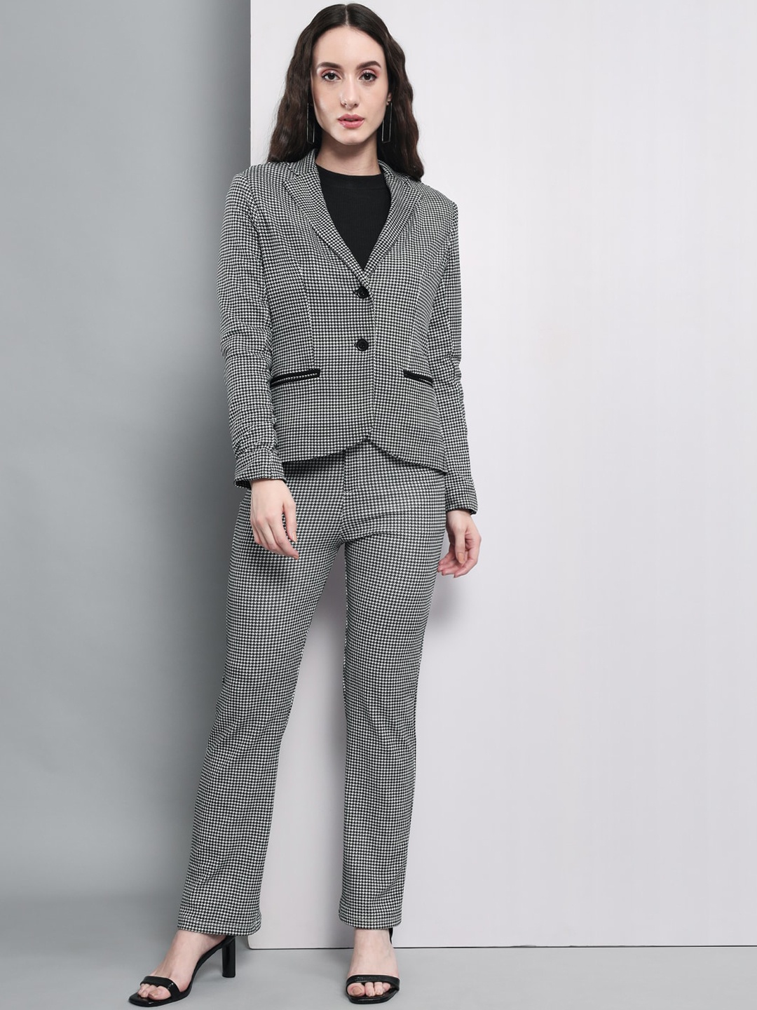 Darzi Women Printed Single-Breasted Blazers, White