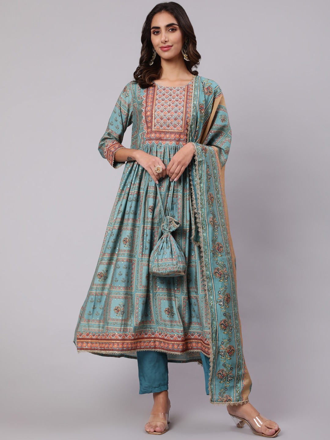 KALINI Women Blue Ethnic Motifs Embroidered Sequinned Kurta with Trousers & With Dupatta
KALINI Women Blue Ethnic Motifs Embroidered Sequinned Kurta with Trousers & With Dupatta