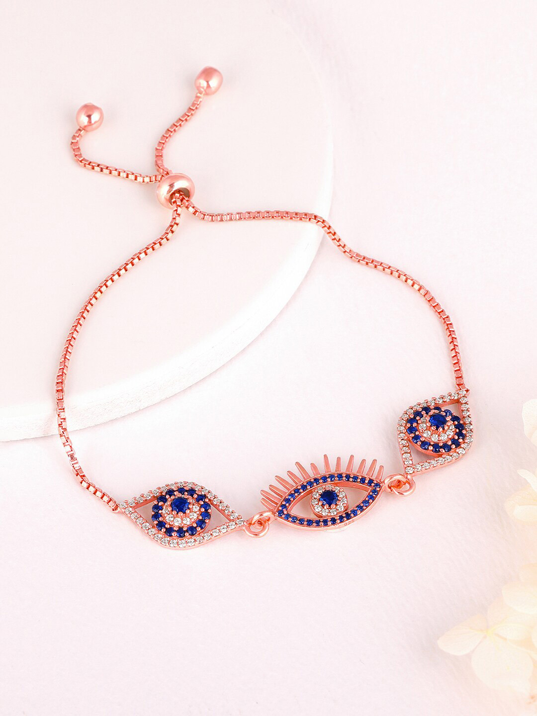 GIVA Women Sterling Silver Rose Gold-Plated Evil Eye Charm Bracelet
GIVA Women Sterling Silver Rose Gold-Plated Evil Eye Charm Bracelet