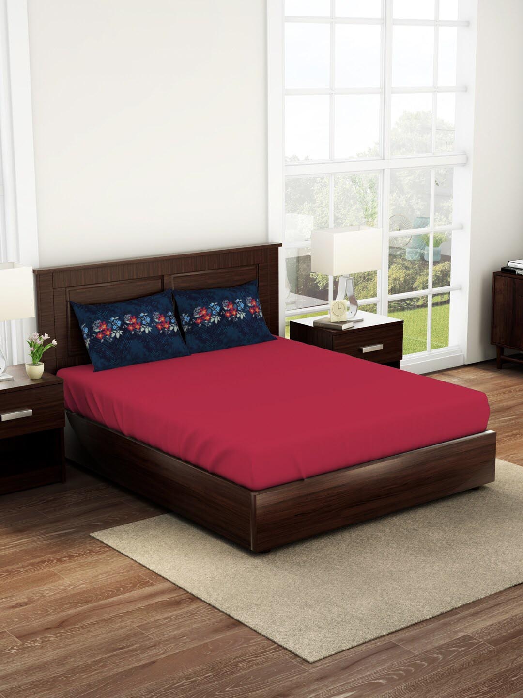 SPACES Bonica Red & Navy Blue 144 TC Queen Pure Cotton Bedsheet with 2 Pillow Covers
SPACES Bonica Red & Navy Blue 144 TC Queen Pure Cotton Bedsheet with 2 Pillow Covers