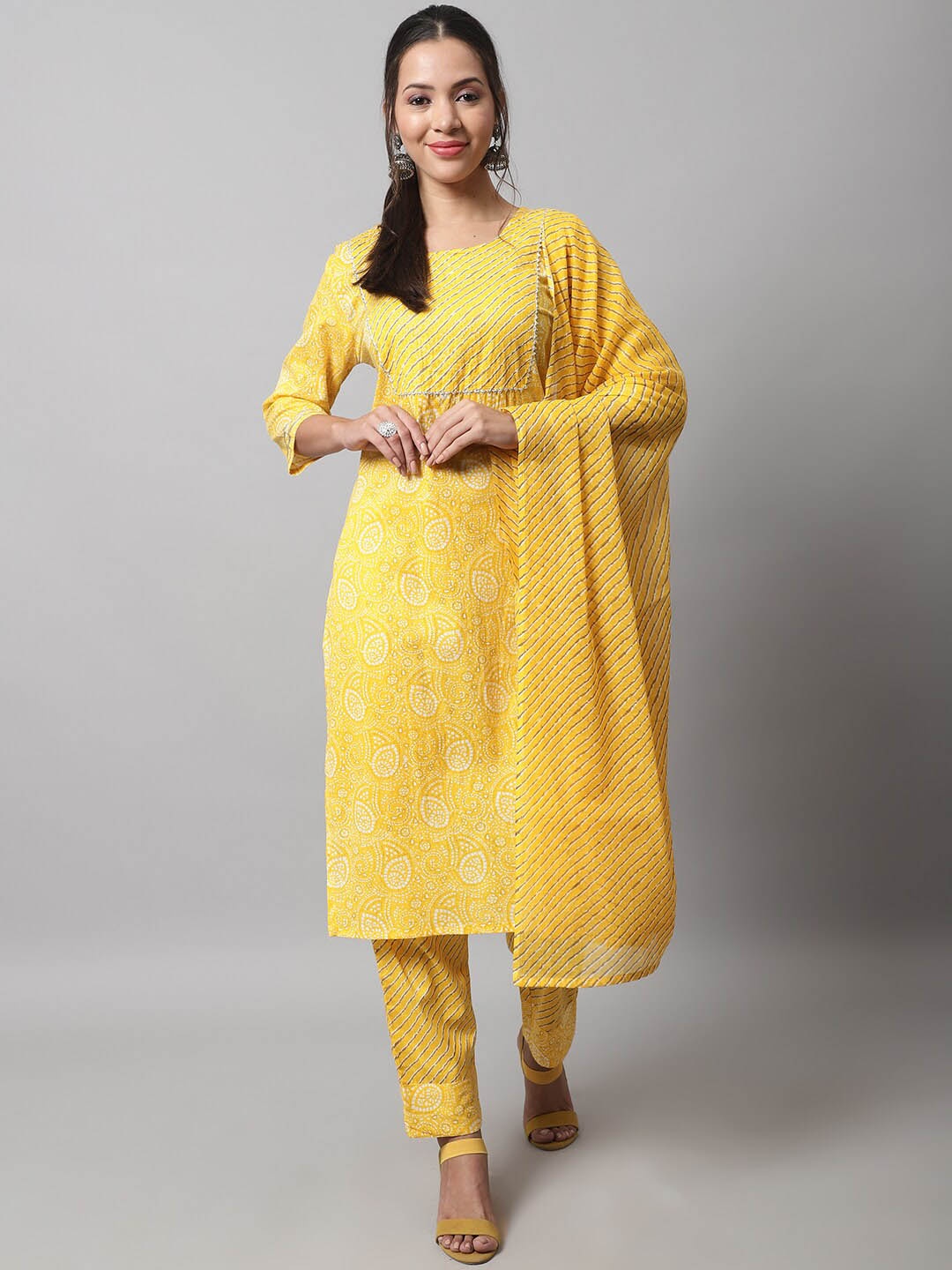 KALINI Women Ethnic Motifs Printed Pure Cotton Kurta with Trousers & With Dupatta, Yellow
KALINI Women Ethnic Motifs Printed Pure Cotton Kurta with Trousers & With Dupatta, Yellow