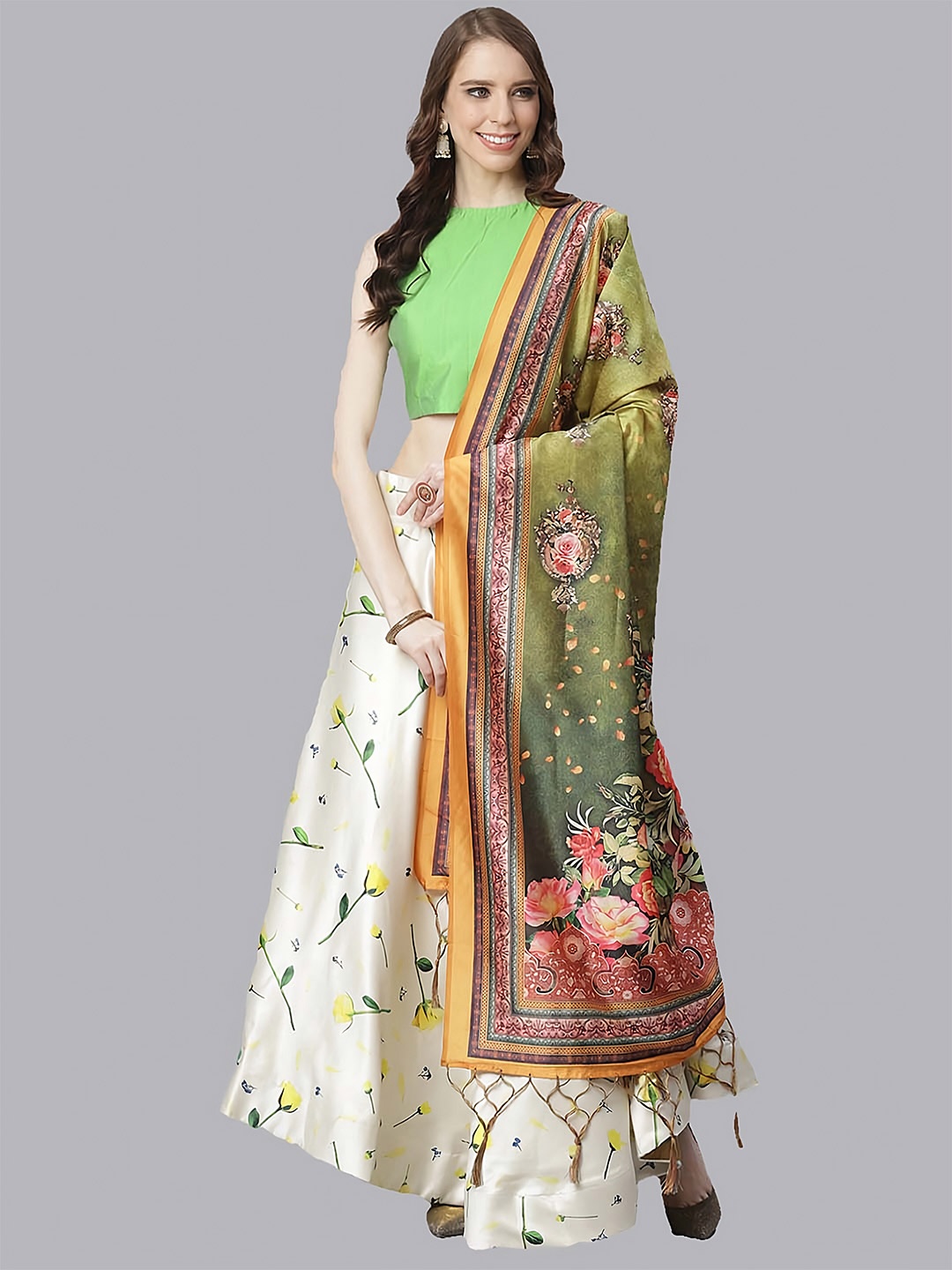 Kaizen TEXO FAB Cream-Coloured & Green Printed Semi-Stitched Lehenga & Unstitched Blouse With Dupatta
Kaizen TEXO FAB Cream-Coloured & Green Printed Semi-Stitched Lehenga & Unstitched Blouse With Dupatta