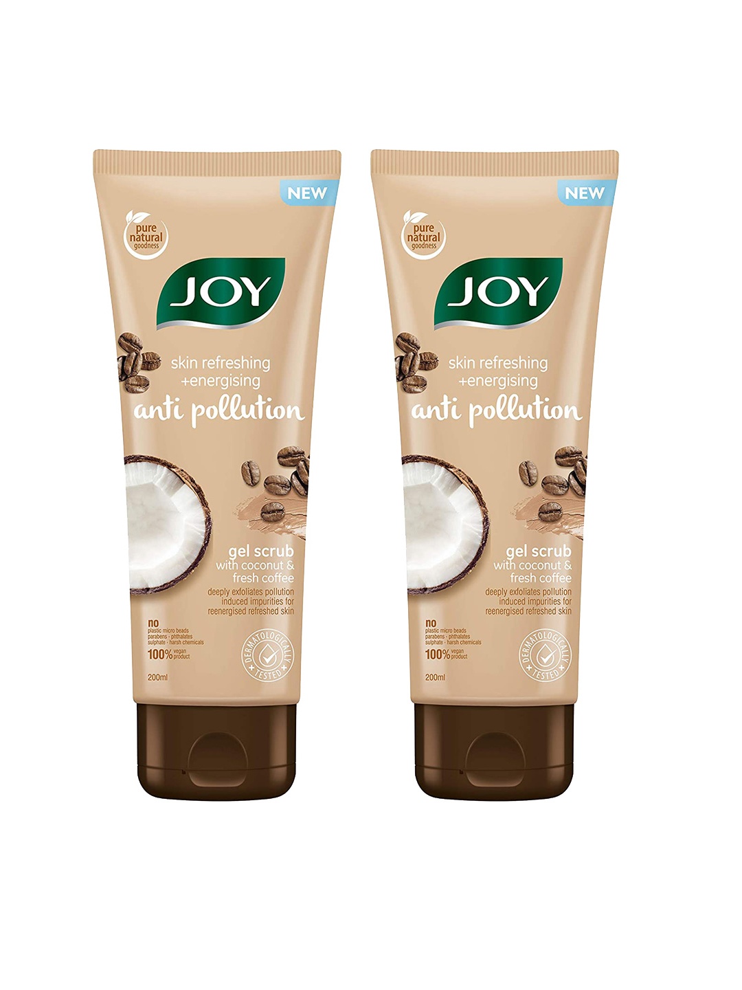 JOY Set Of 2 Skin Refreshing & Energising Anti-Pollution Gel Face Scrub - 200ml Each, Brown
JOY Set Of 2 Skin Refreshing & Energising Anti-Pollution Gel Face Scrub - 200ml Each, Brown