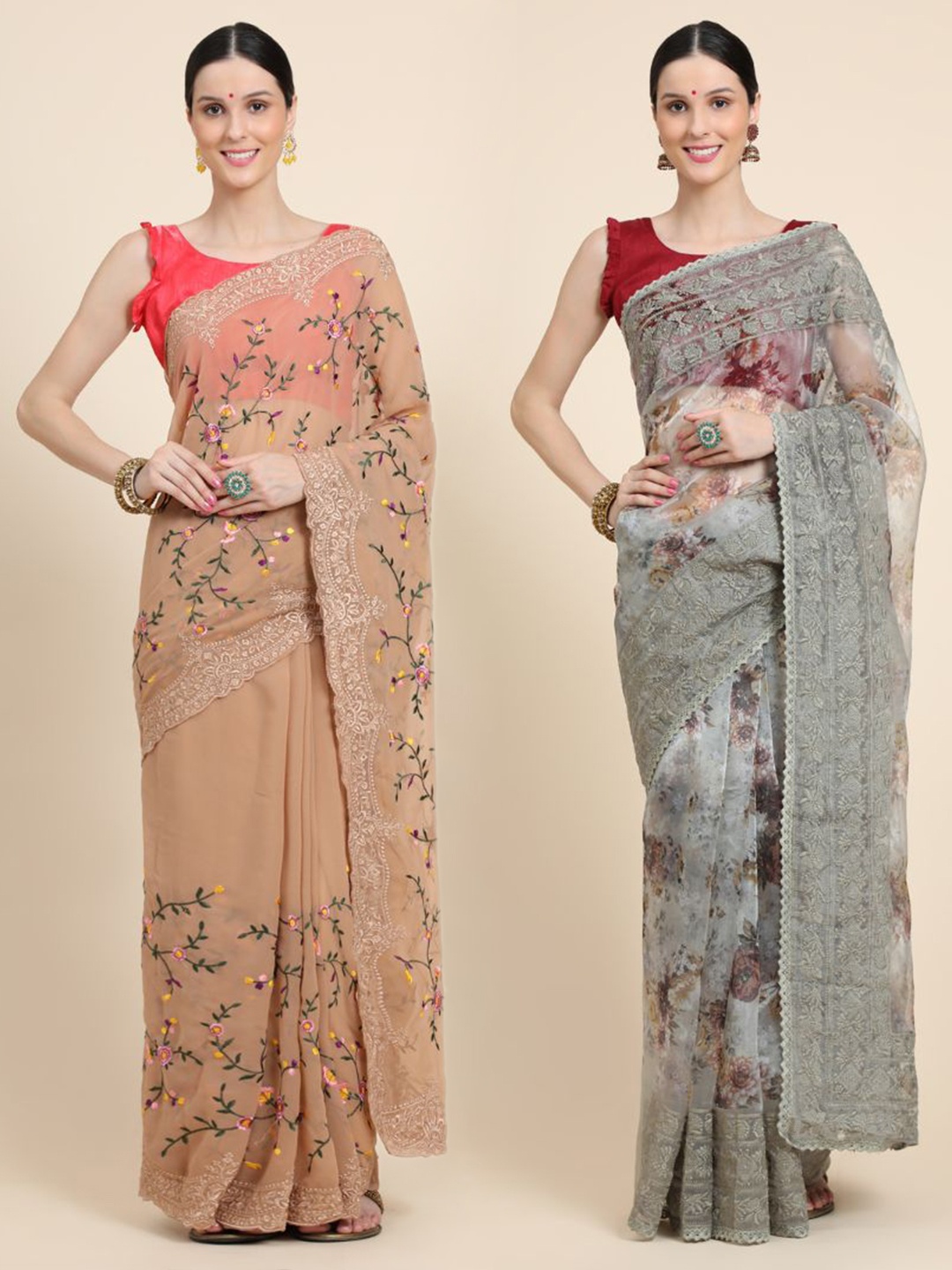 Vastrasky Global Multicoloured & Red Floral Embroidered Silk Cotton Mysore Silk Saree, Multi
Vastrasky Global Multicoloured & Red Floral Embroidered Silk Cotton Mysore Silk Saree, Multi