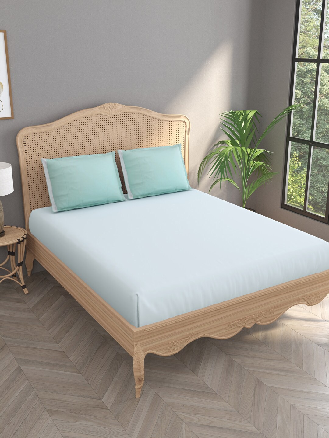 Gulaab Jaipur Turquoise Blue 800 TC Egyptian Cotton King Bedsheet with 2 Pillow Covers
Gulaab Jaipur Turquoise Blue 800 TC Egyptian Cotton King Bedsheet with 2 Pillow Covers