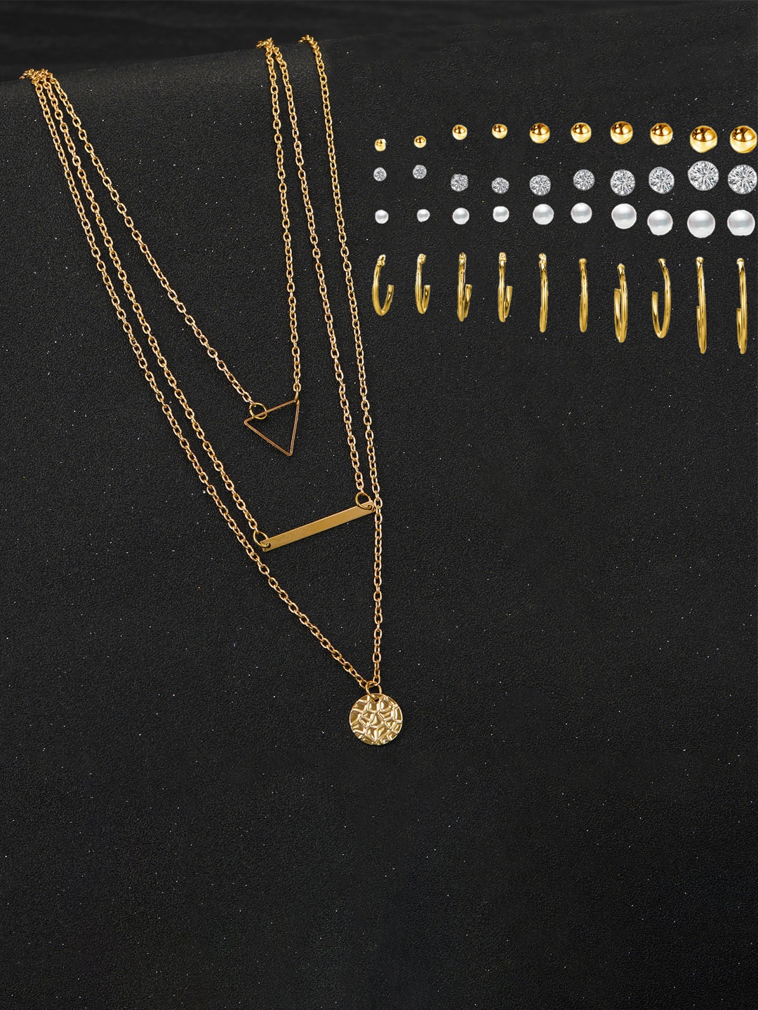 Jewels Galaxy Set of 20 Gold Plated Layered Necklace & Contemporary Earrings Set, White
Jewels Galaxy Set of 20 Gold Plated Layered Necklace & Contemporary Earrings Set, White