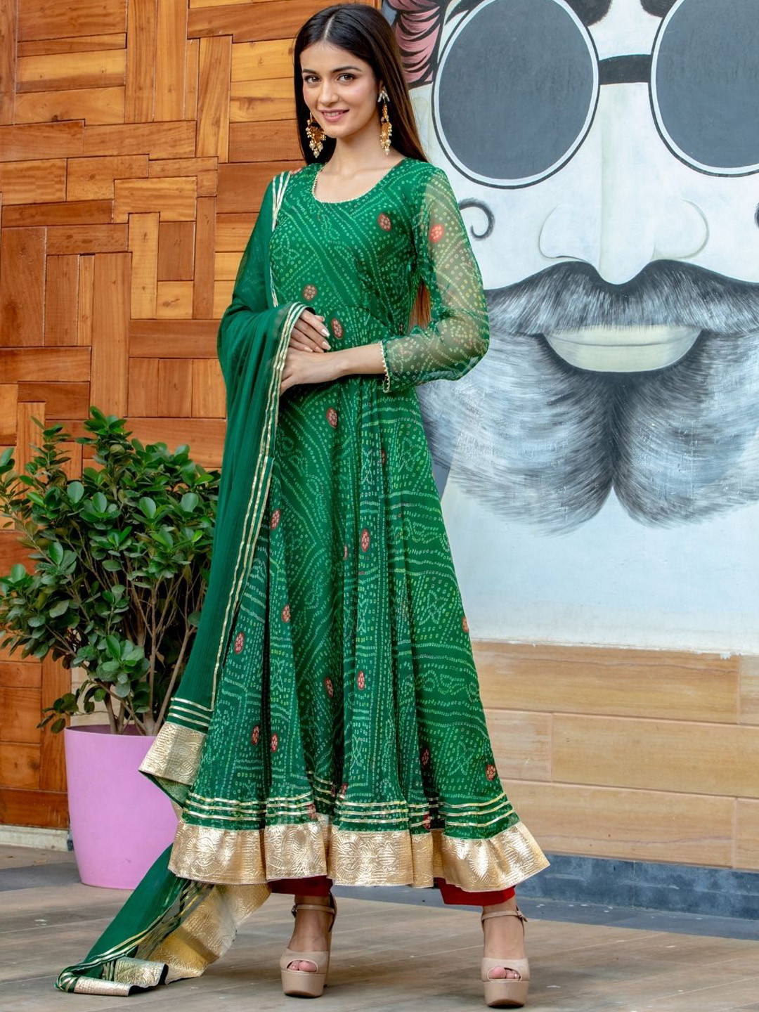 HOUSE OF JAMOTI Women Bandhani Printed Pleated Kurta with Trousers & Dupatta, Green
HOUSE OF JAMOTI Women Bandhani Printed Pleated Kurta with Trousers & Dupatta, Green
