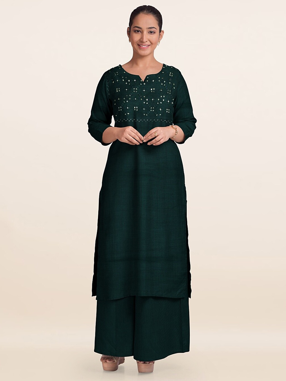 Pothys Unstitched Dress Material, Green