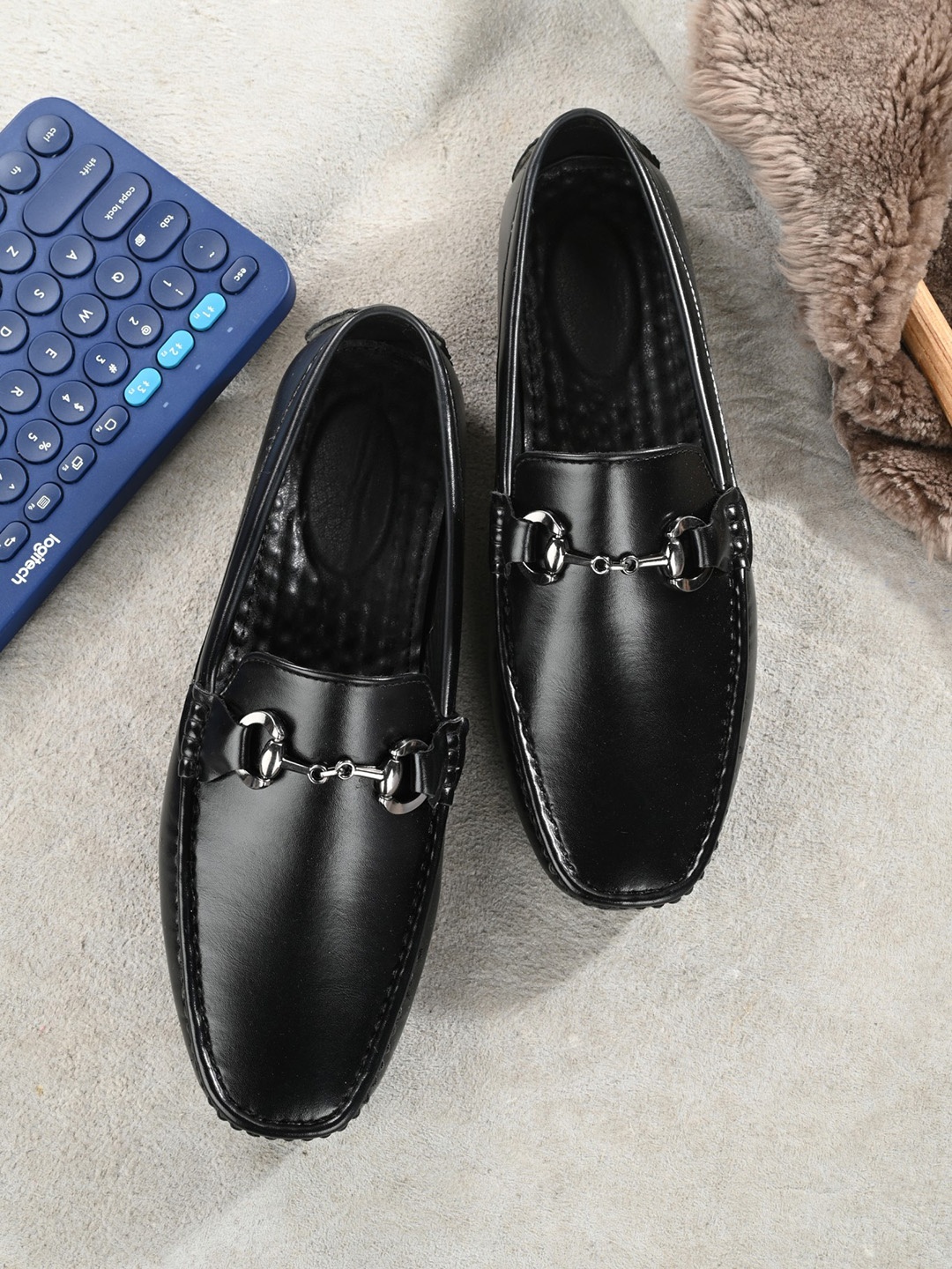 JOKATOO Men Horsebit Loafers, Black
