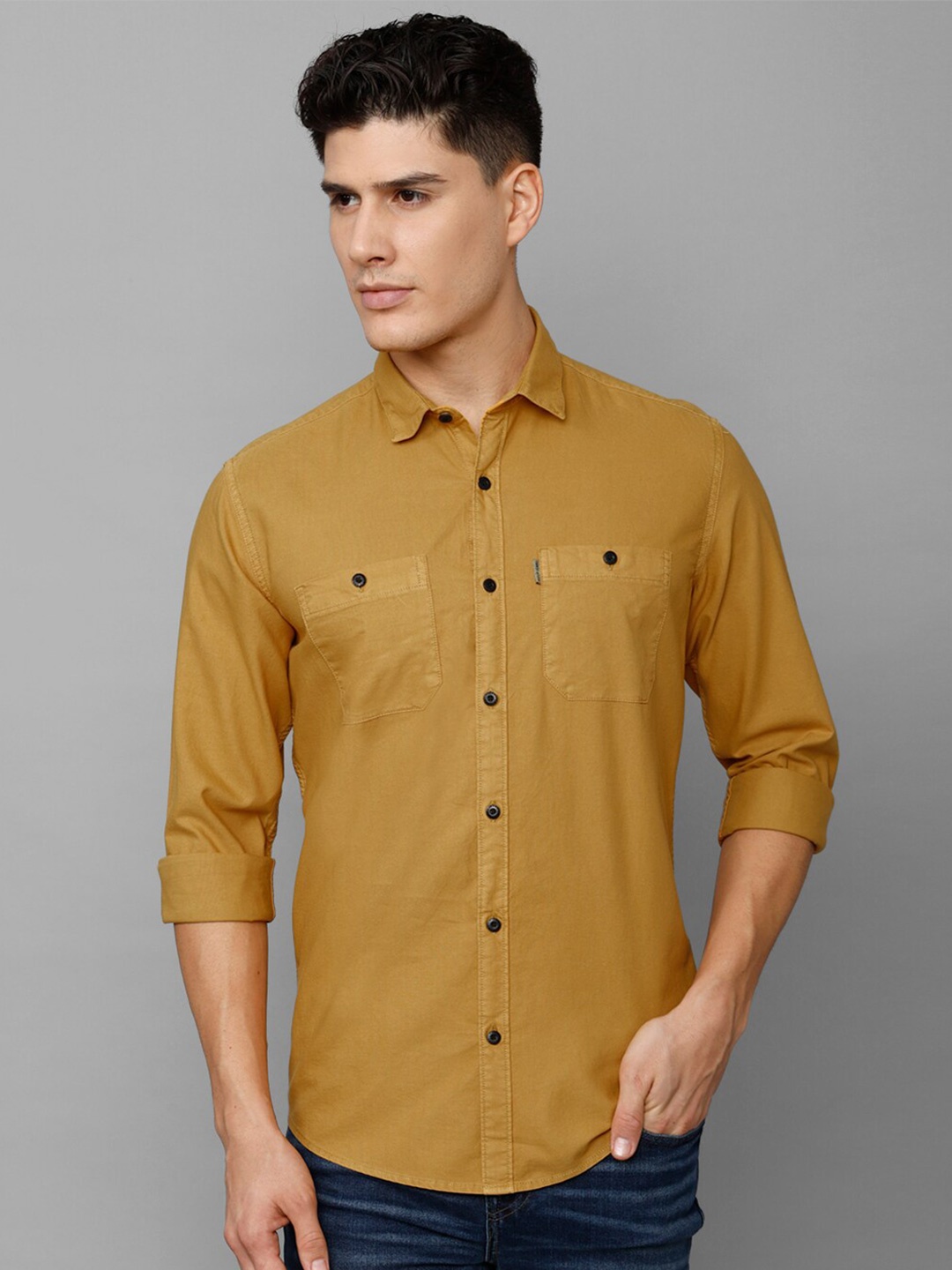 Louis Philippe Jeans Men Cotton Casual Shirt, Yellow