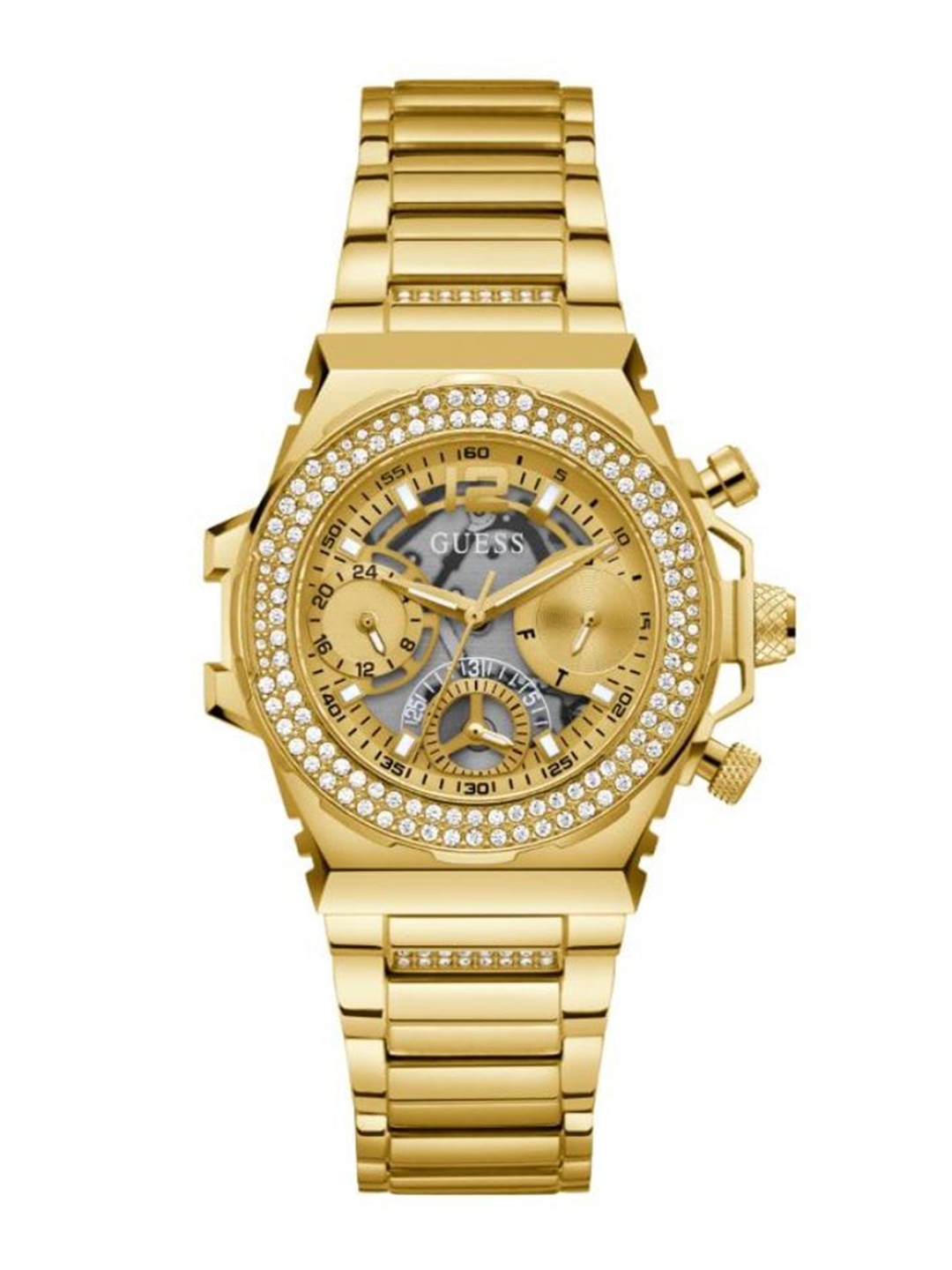 GUESS Women Gold-Plated Stainless Steel Bracelet Style Straps Analogue and Watch, Beige
GUESS Women Gold-Plated Stainless Steel Bracelet Style Straps Analogue and Watch, Beige