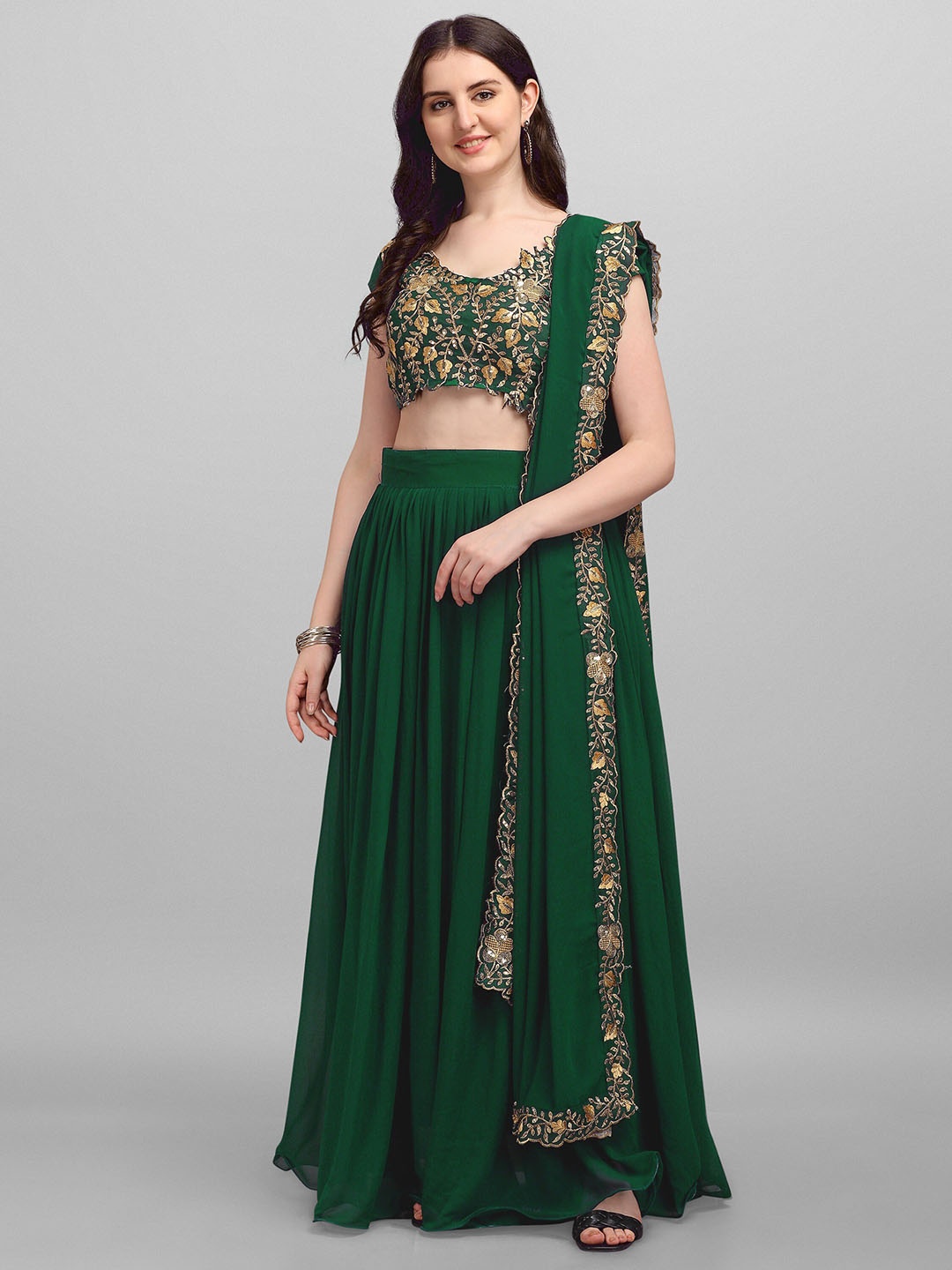 Ethnic Yard Embroidered Semi-Stitched Lehenga & Unstitched Blouse With Dupatta, Green
Ethnic Yard Embroidered Semi-Stitched Lehenga & Unstitched Blouse With Dupatta, Green