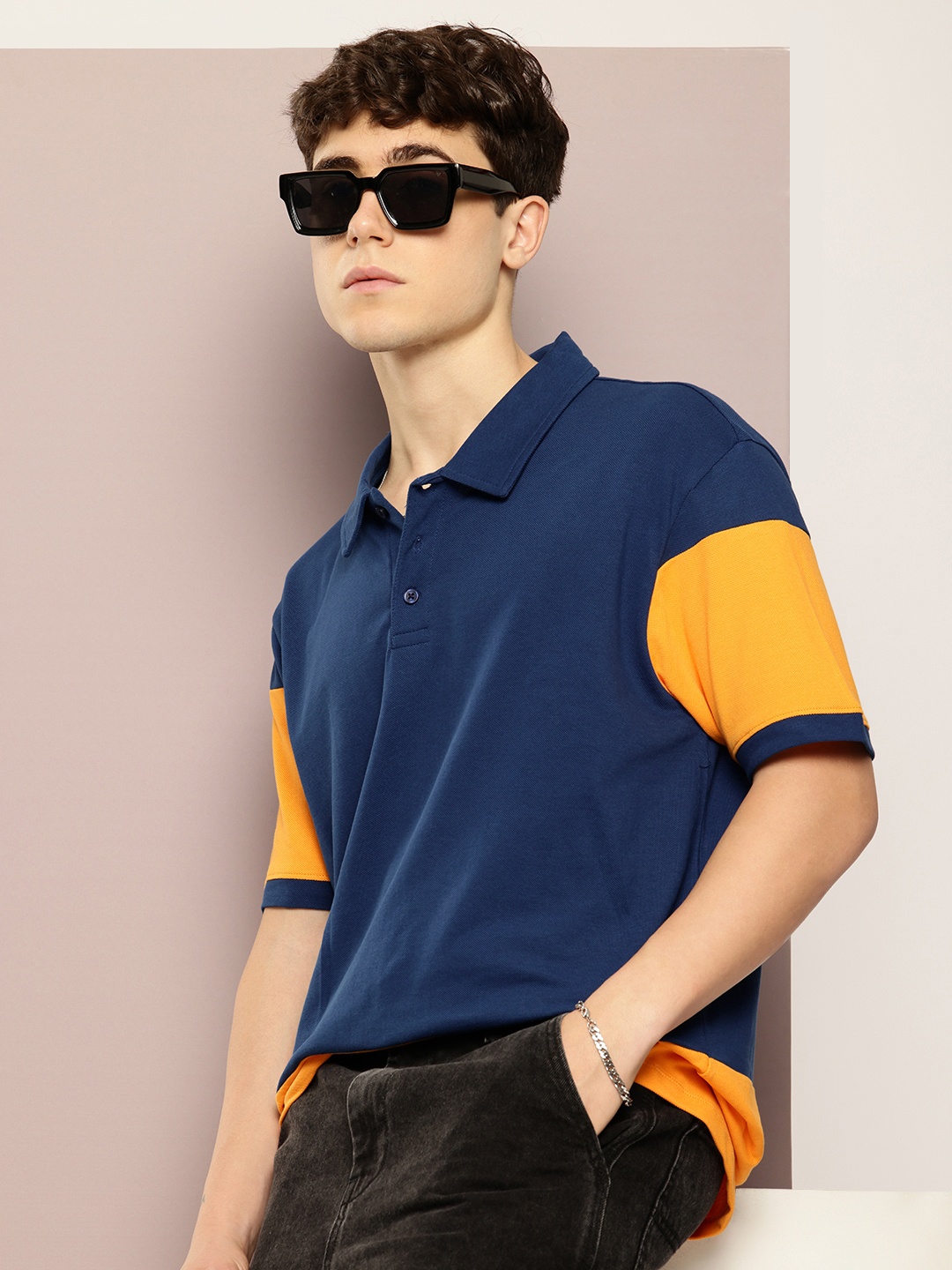 Kook N Keech Colourblocked Polo Collar Drop-Shoulder Sleeves Oversized Pure Cotton T-shirt, Navy blue
Kook N Keech Colourblocked Polo Collar Drop-Shoulder Sleeves Oversized Pure Cotton T-shirt, Navy blue