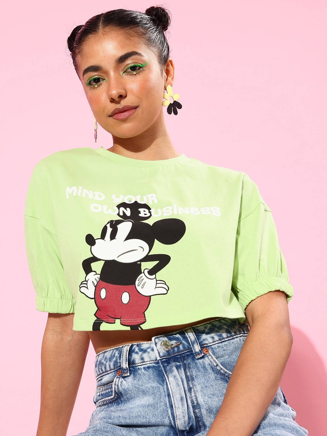Kook N Keech Disney Women Lime Green Mickey Mouse Pure Cotton Poster Graphics T-shirt
Kook N Keech Disney Women Lime Green Mickey Mouse Pure Cotton Poster Graphics T-shirt