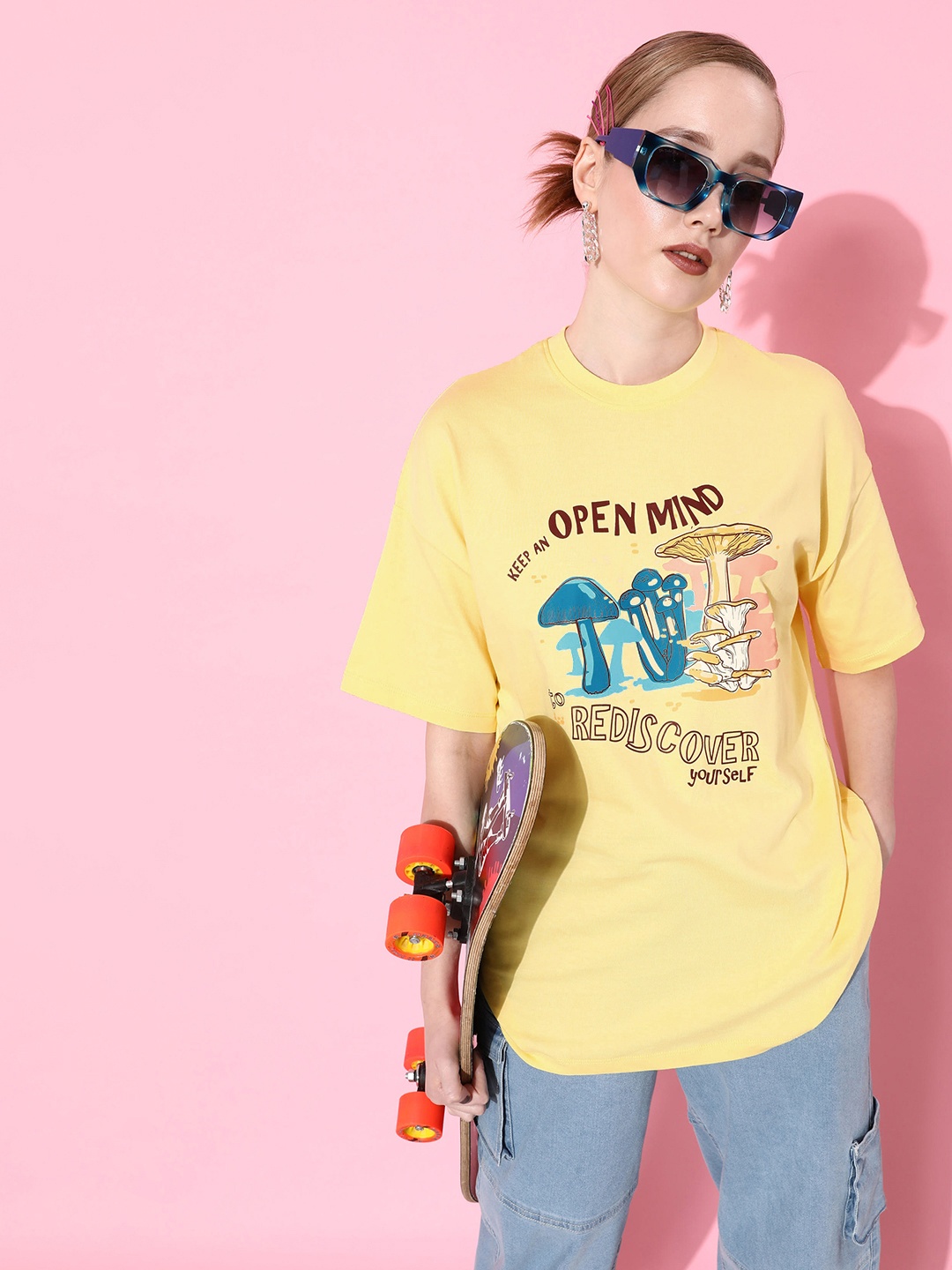 Kook N Keech Women Bright Yellow Pure Cotton Hollaback Poster Graphics Oversized T-shirt
Kook N Keech Women Bright Yellow Pure Cotton Hollaback Poster Graphics Oversized T-shirt