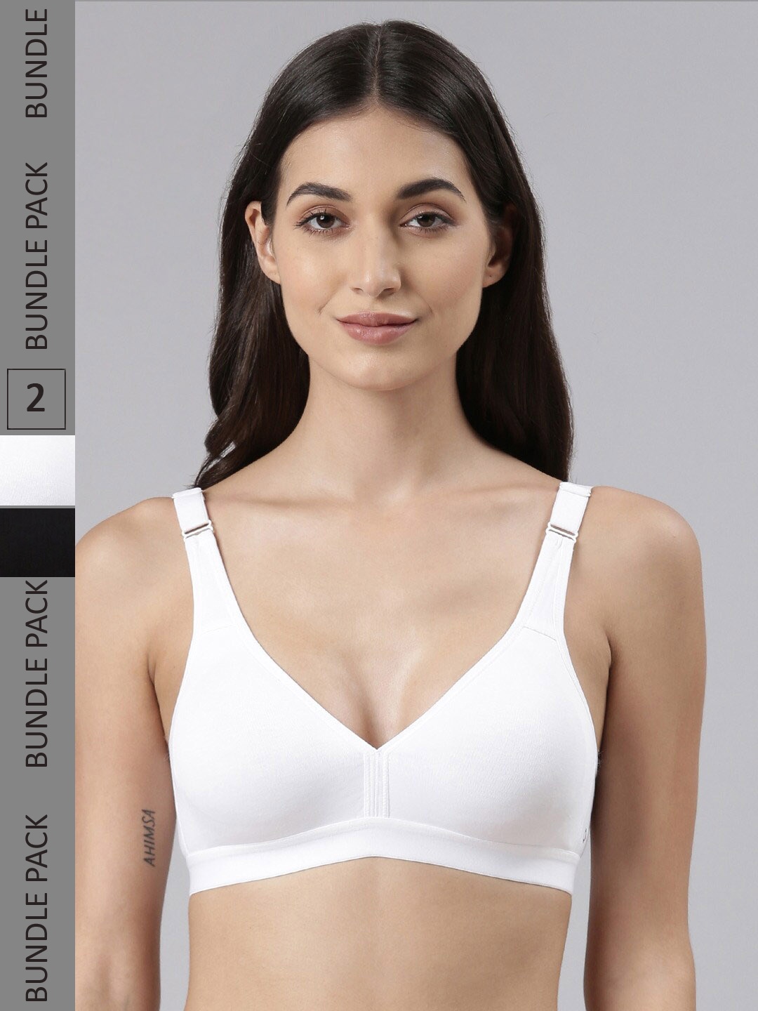 Dollar Missy Pack of 2 Combed Cotton with Stretchy Elastane Wire-Free Basic Support Bra, Black
Dollar Missy Pack of 2 Combed Cotton with Stretchy Elastane Wire-Free Basic Support Bra, Black