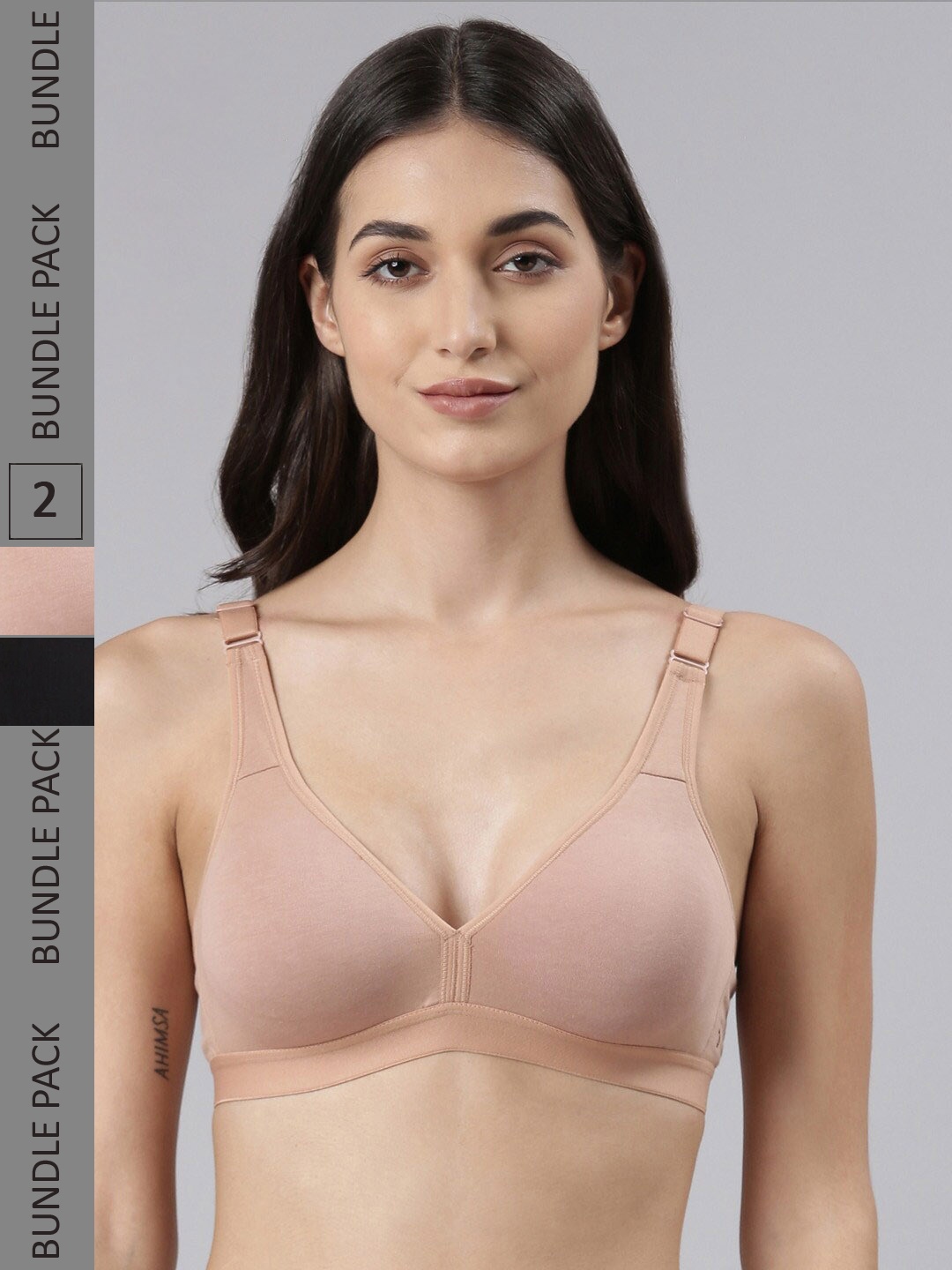 Dollar Missy Pack of 2 Combed Cotton with Stretchy Elastane Wire-Free Basic Support Bra, Black
Dollar Missy Pack of 2 Combed Cotton with Stretchy Elastane Wire-Free Basic Support Bra, Black