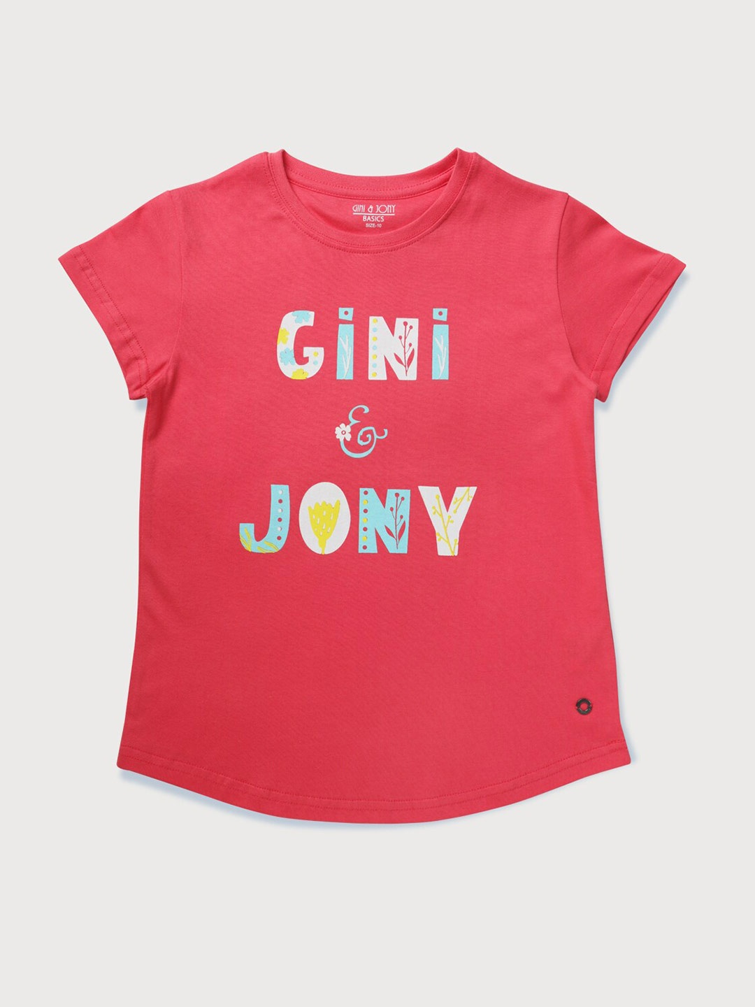 Gini and Jony Girls Typography Printed Top, Pink