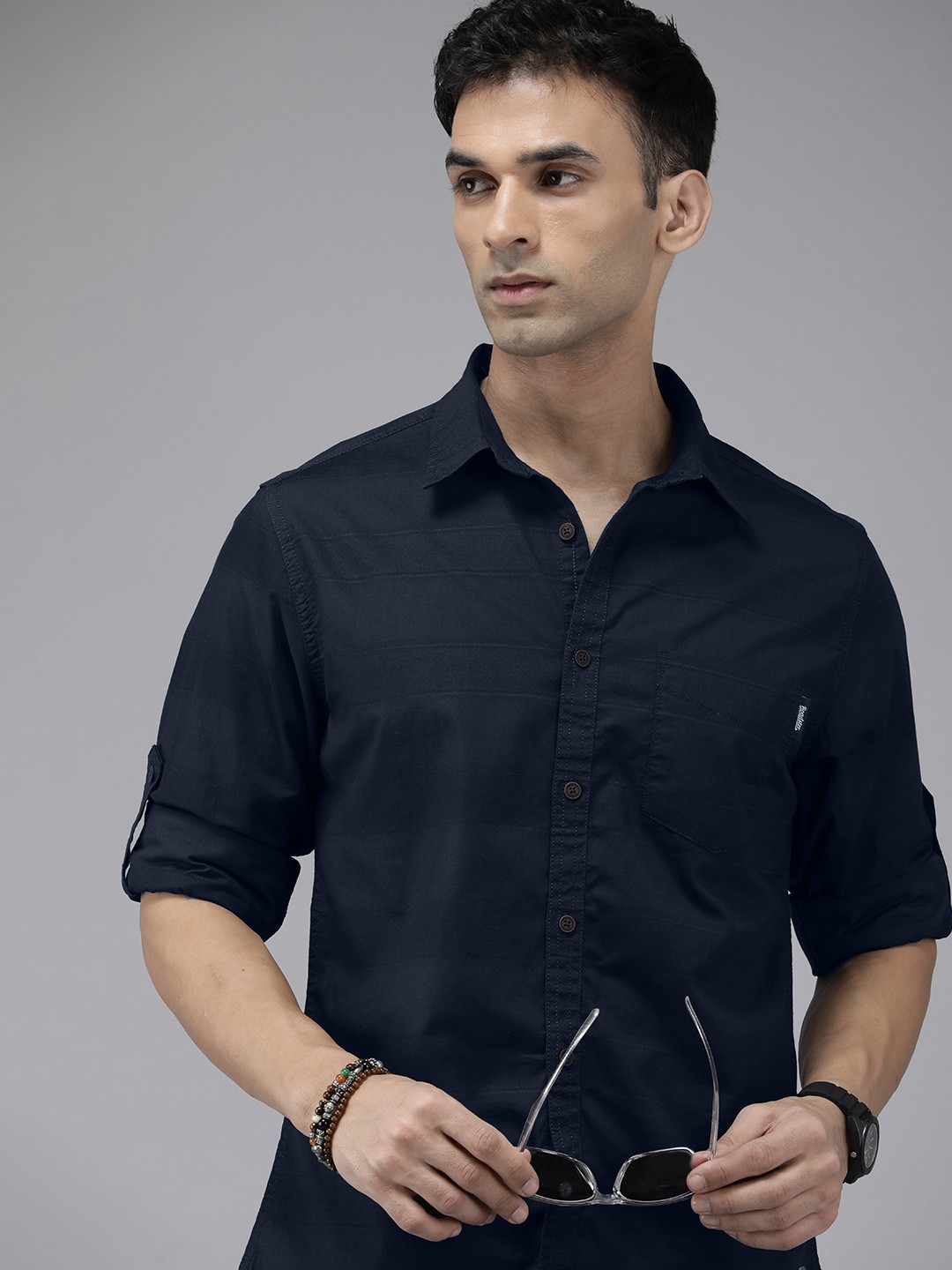 The Roadster Lifestyle Co. Men Pure Cotton Horizontal Stripes Casual Shirt, Navy blue
The Roadster Lifestyle Co. Men Pure Cotton Horizontal Stripes Casual Shirt, Navy blue