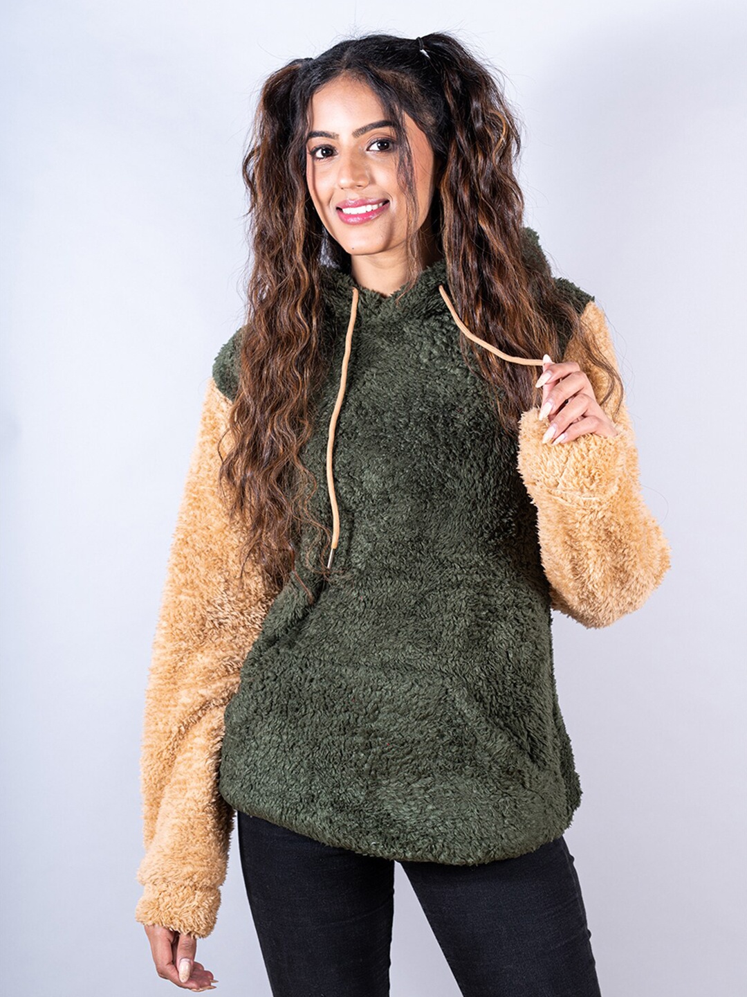 Tistabene Women Hooded Fleece Sweatshirt, Green