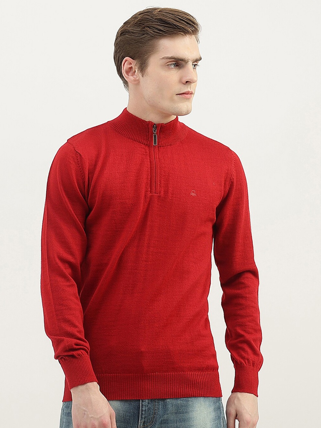 United Colors of Benetton Men Wool Pullover Sweater, Red