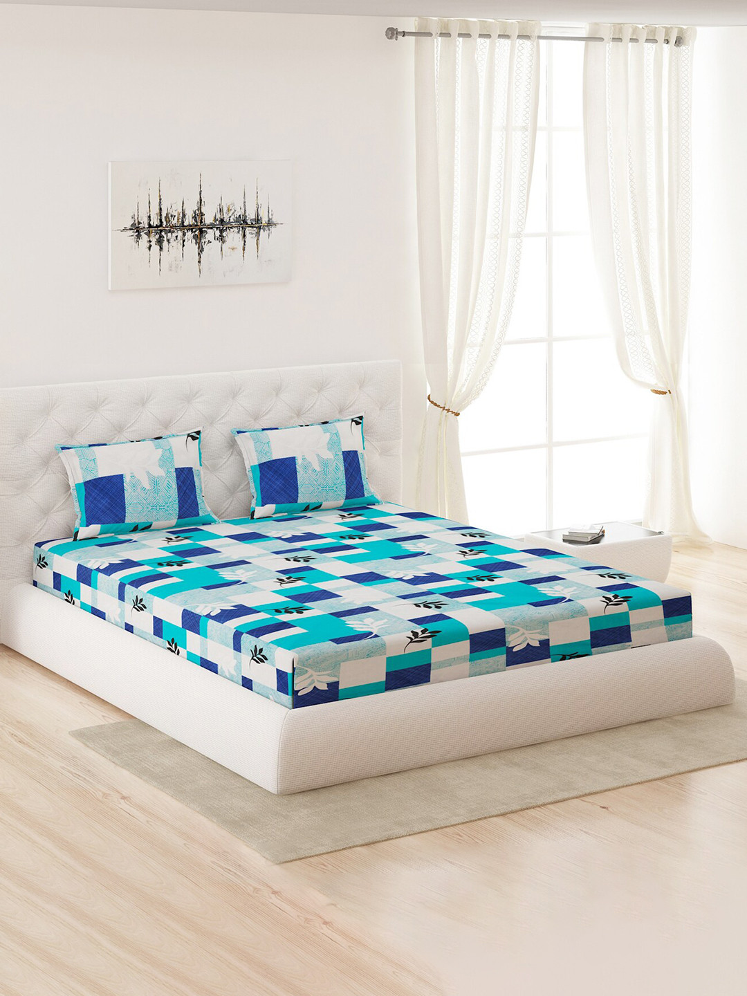 Moca By Monte Carlo Geometric Printed 144 TC Queen Bedsheet with 2 Pillow Covers, Blue
Moca By Monte Carlo Geometric Printed 144 TC Queen Bedsheet with 2 Pillow Covers, Blue