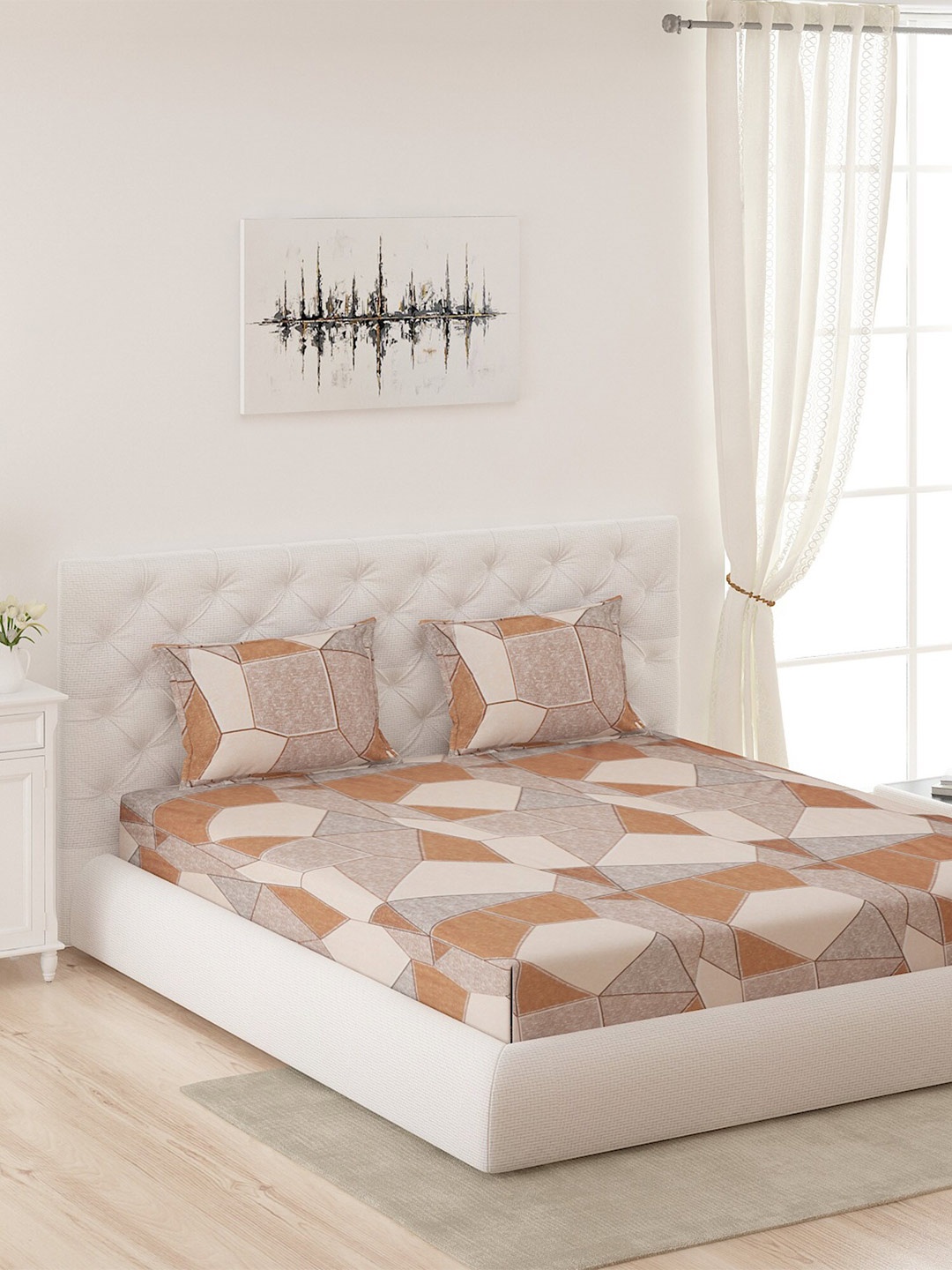 Moca By Monte Carlo Brown & Beige Geometric 200 TC King Bedsheet with 2 Pillow Covers
Moca By Monte Carlo Brown & Beige Geometric 200 TC King Bedsheet with 2 Pillow Covers