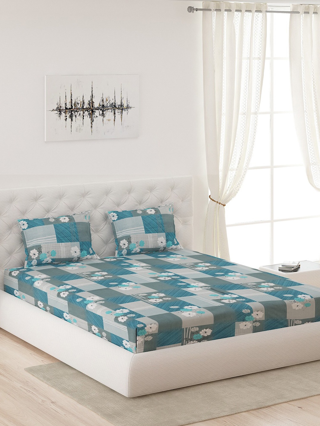 Moca By Monte Carlo Blue & Grey Floral Printed 120 TC Queen Bedsheet with 2 Pillow Covers
Moca By Monte Carlo Blue & Grey Floral Printed 120 TC Queen Bedsheet with 2 Pillow Covers