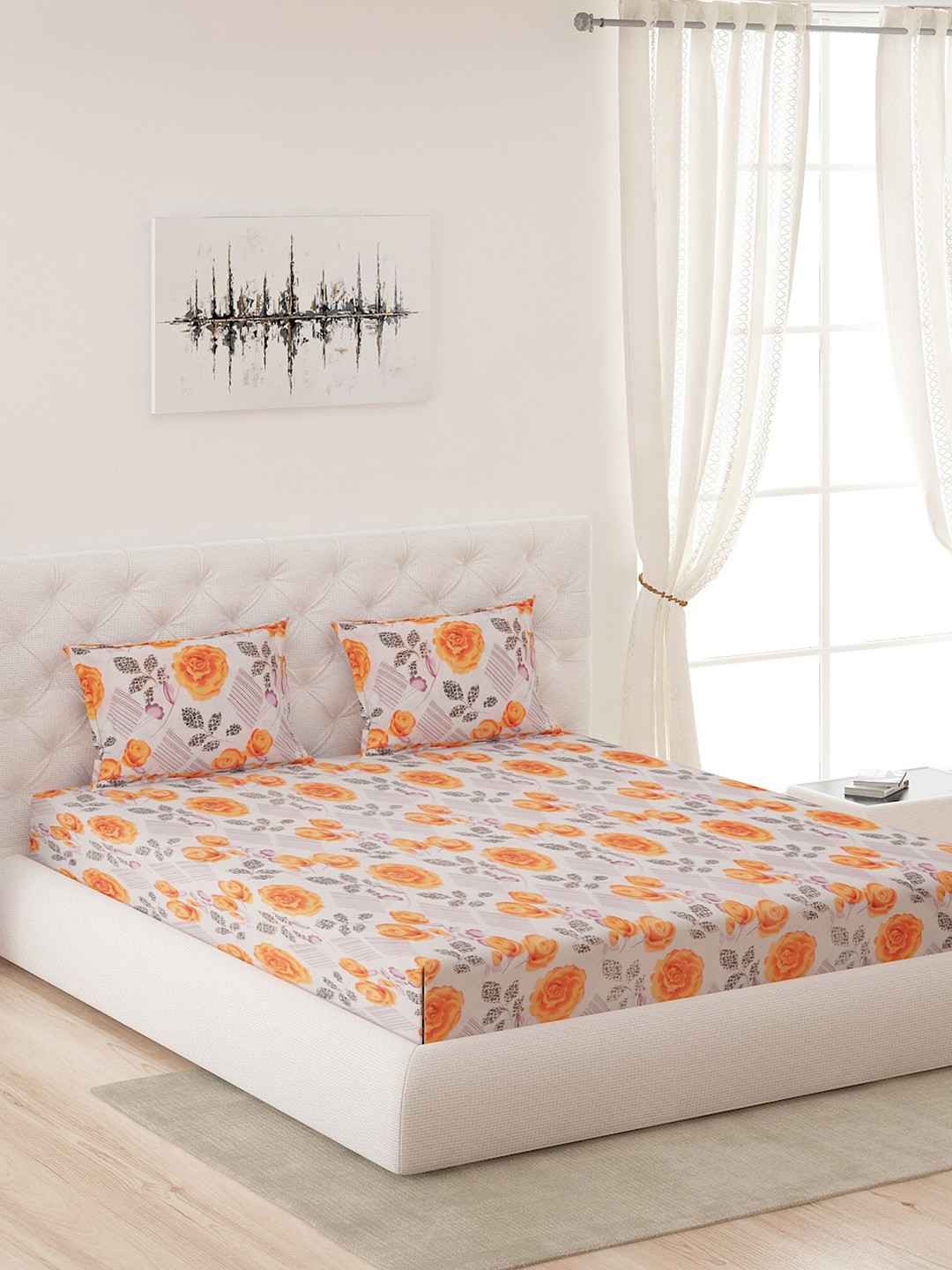 Moca By Monte Carlo White & Orange Printed 120 TC Queen Bedsheet with 2 Pillow Covers
Moca By Monte Carlo White & Orange Printed 120 TC Queen Bedsheet with 2 Pillow Covers