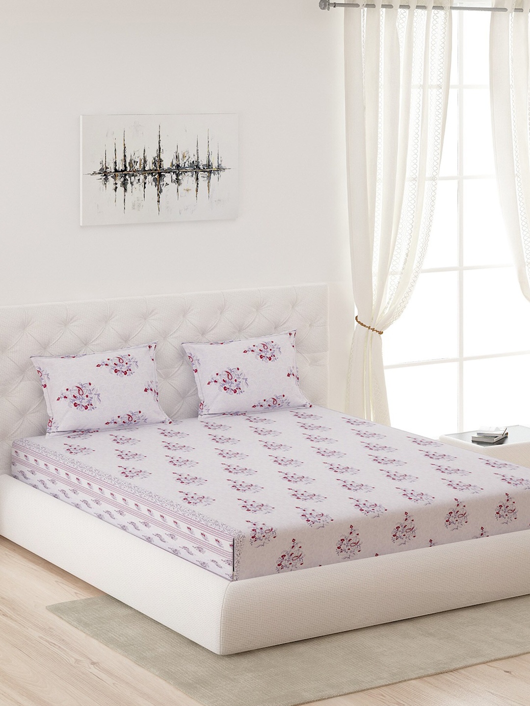 Moca By Monte Carlo White & Maroon Ethnic Motifs 200 TC King Bedsheet with 2 Pillow Covers
Moca By Monte Carlo White & Maroon Ethnic Motifs 200 TC King Bedsheet with 2 Pillow Covers