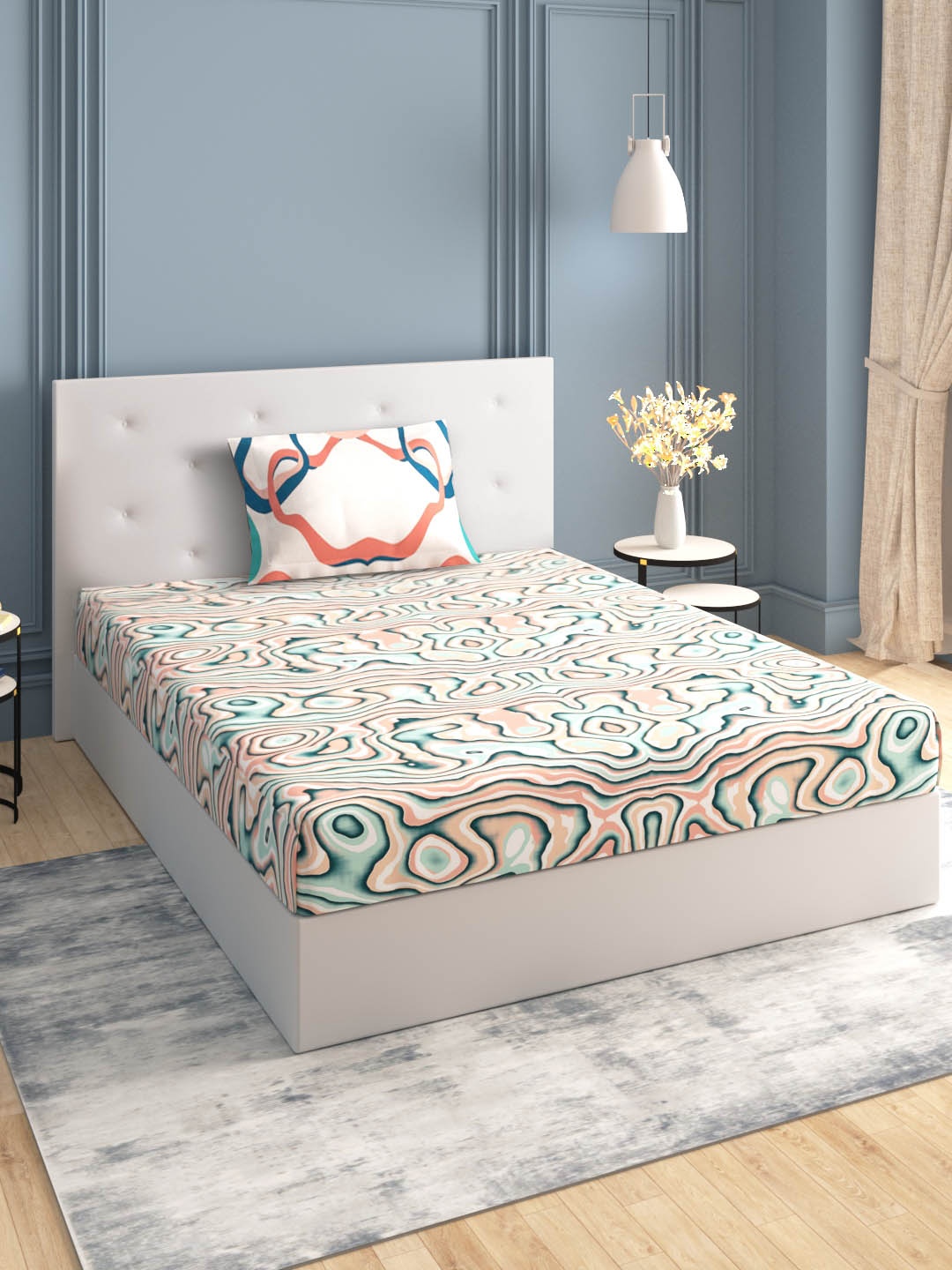 MYTRIDENT Sea Sage Dusk & Dawn Flat 144TC Single Cotton 1 Bedsheet with 1 Pillow Cover, Sea green
MYTRIDENT Sea Sage Dusk & Dawn Flat 144TC Single Cotton 1 Bedsheet with 1 Pillow Cover, Sea green