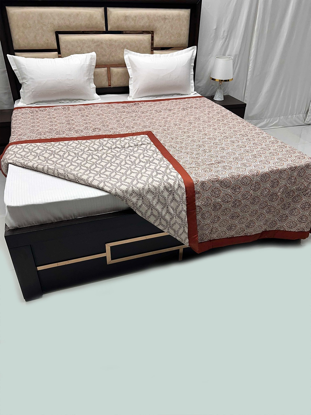 Pure Decor Off White & Brown Ethnic Motifs 210 GSM Pure Cotton Reversible Double Bed Dohar
Pure Decor Off White & Brown Ethnic Motifs 210 GSM Pure Cotton Reversible Double Bed Dohar