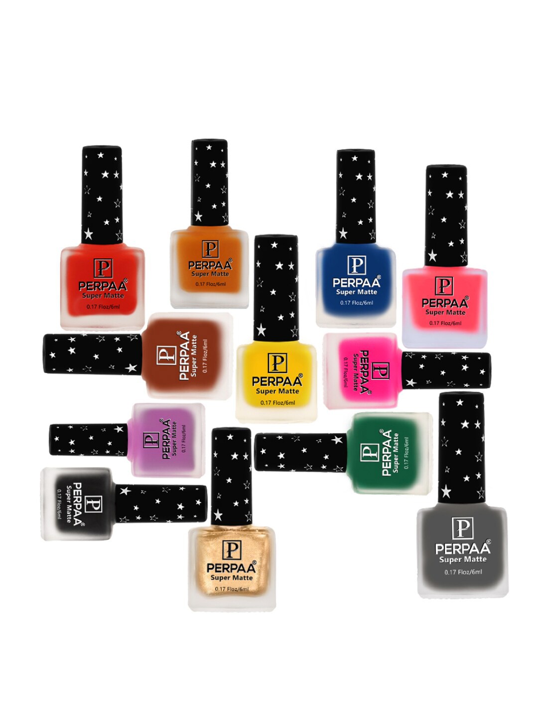 PERPAA Set Of 12 Super Matte Quick-Dry & Long Lasting Nail Polish 6ml Each - Combo 14, Gold
PERPAA Set Of 12 Super Matte Quick-Dry & Long Lasting Nail Polish 6ml Each - Combo 14, Gold