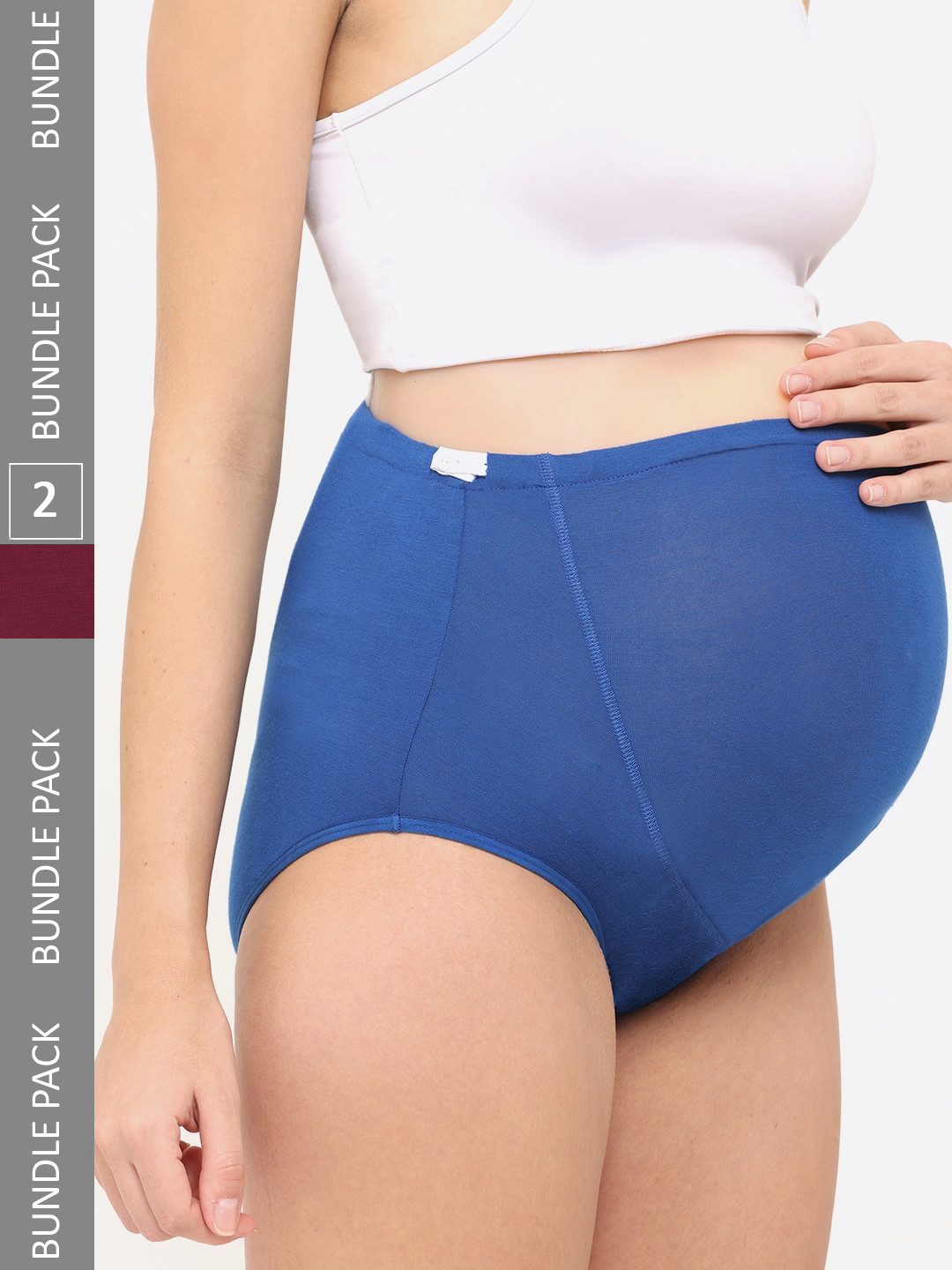 MYLO ESSENTIALS Set Of 2 High Waist Antimicrobial Maternity Briefs, Blue 
MYLO ESSENTIALS Set Of 2 High Waist Antimicrobial Maternity Briefs, Blue