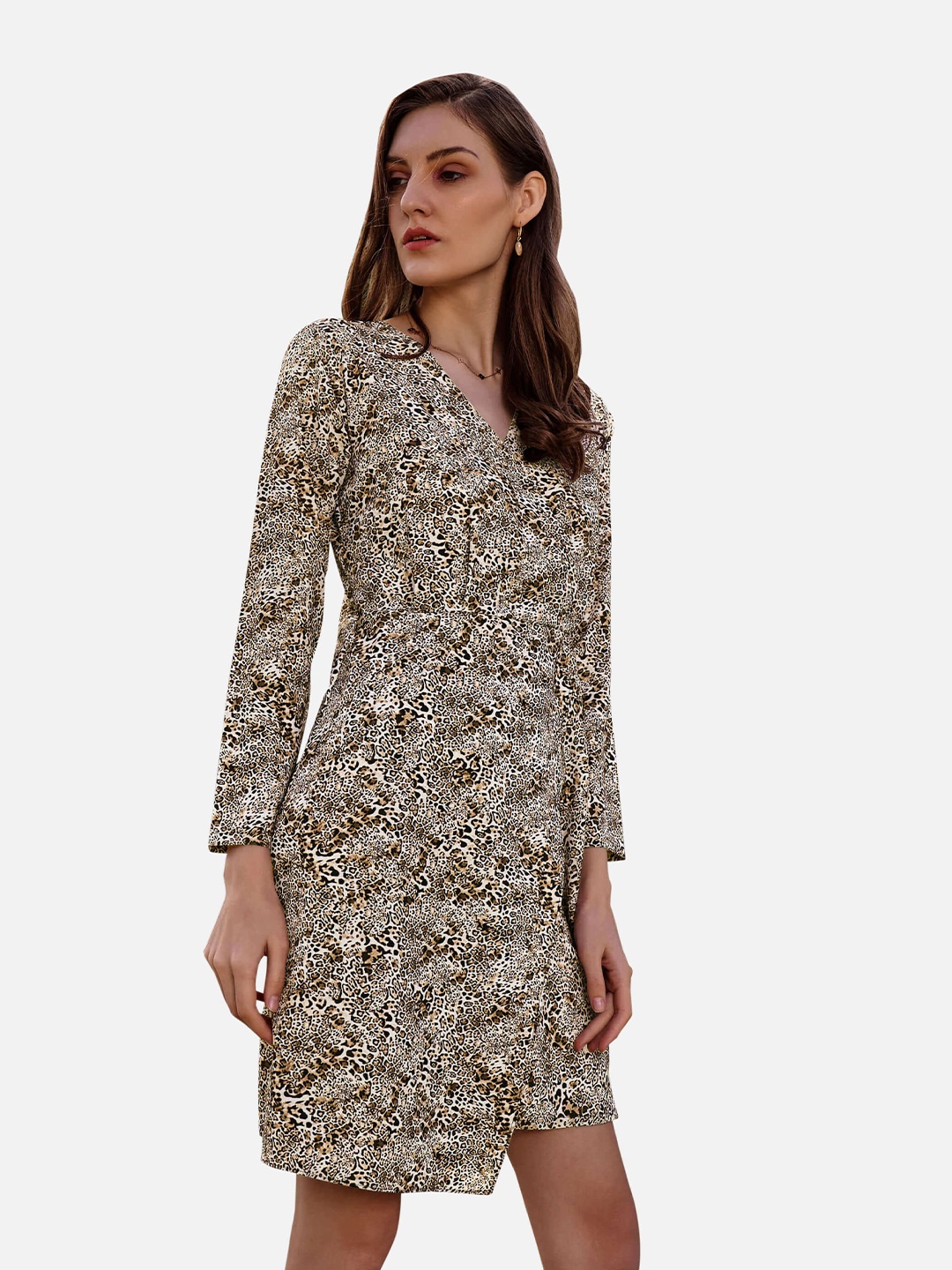 NEOFAA Animal Printed Wrap Dress, White