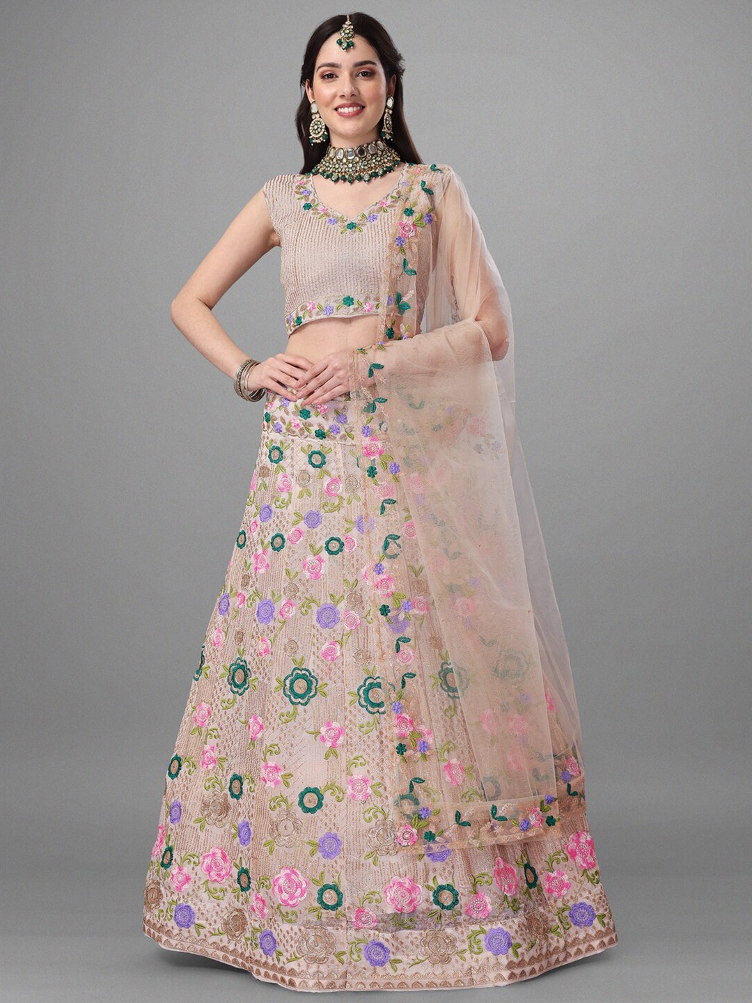 Angroop Beige & Green Embellished Semi-Stitched Lehenga & Unstitched Blouse With Dupatta
Angroop Beige & Green Embellished Semi-Stitched Lehenga & Unstitched Blouse With Dupatta