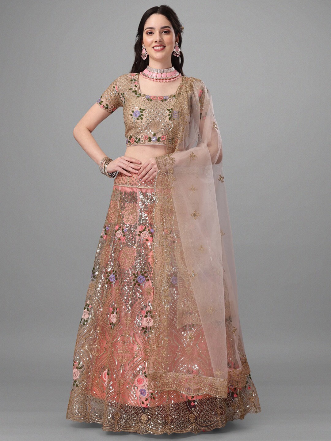 Angroop Rose Gold & Purple Embroidered Thread Work Semi-Stitched Lehenga & Unstitched Blouse With Dupatta
Angroop Rose Gold & Purple Embroidered Thread Work Semi-Stitched Lehenga & Unstitched Blouse With Dupatta